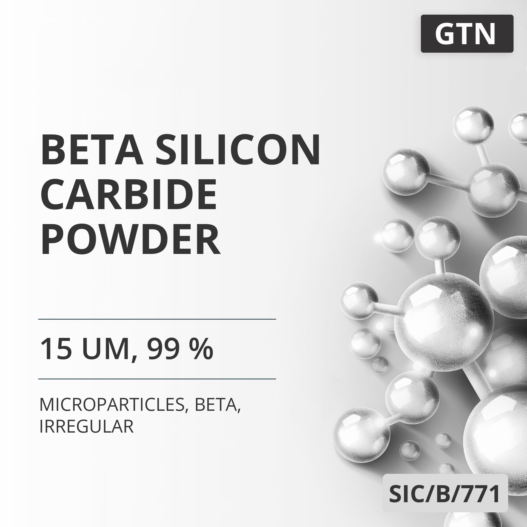 Beta Silicon Carbide Powder, 15 um, 99 %, Beta, Irregular (SIC/B/771)