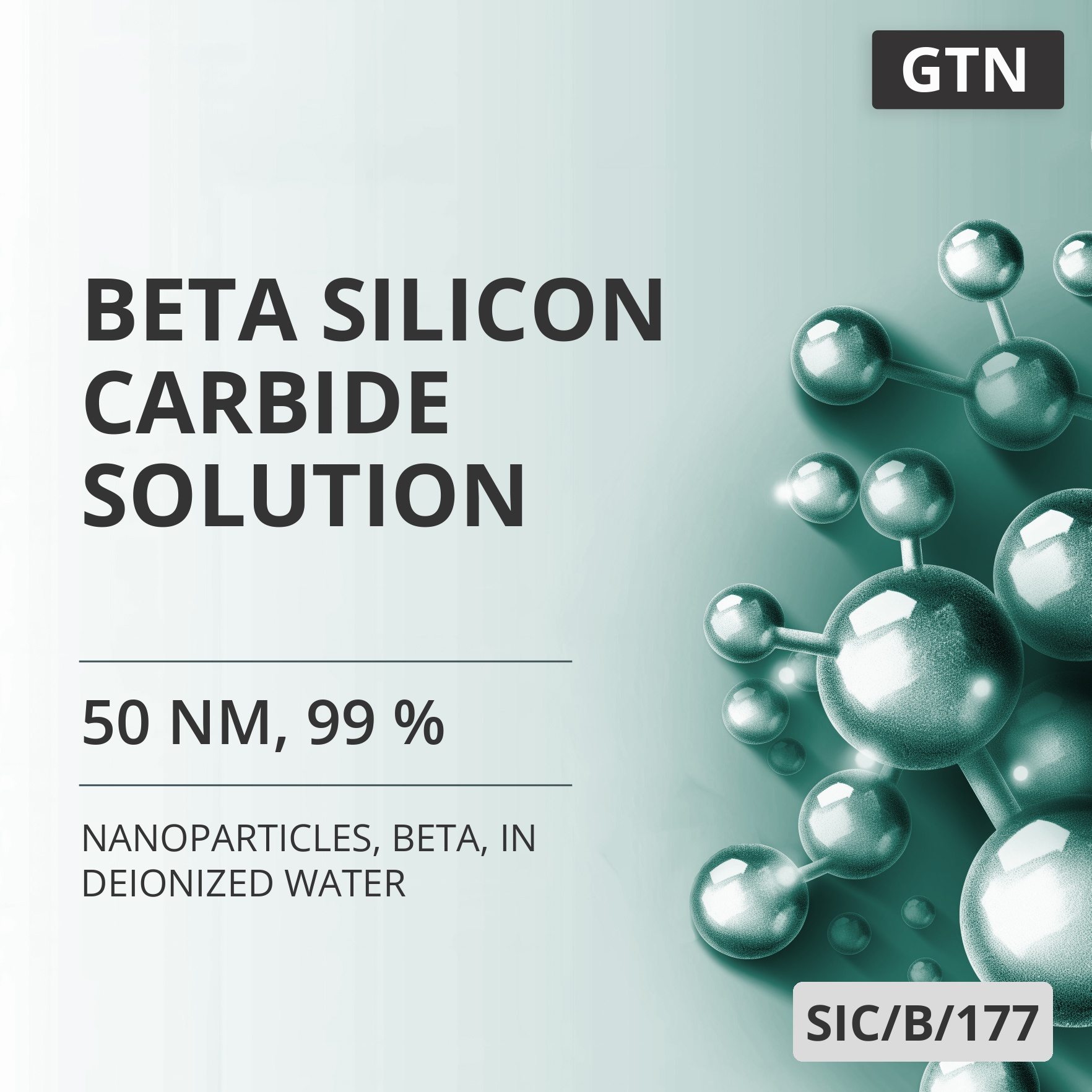Beta Silicon Carbide Solution, 50 nm, 99 %, Beta, in Deionized Water (SIC/B/177)