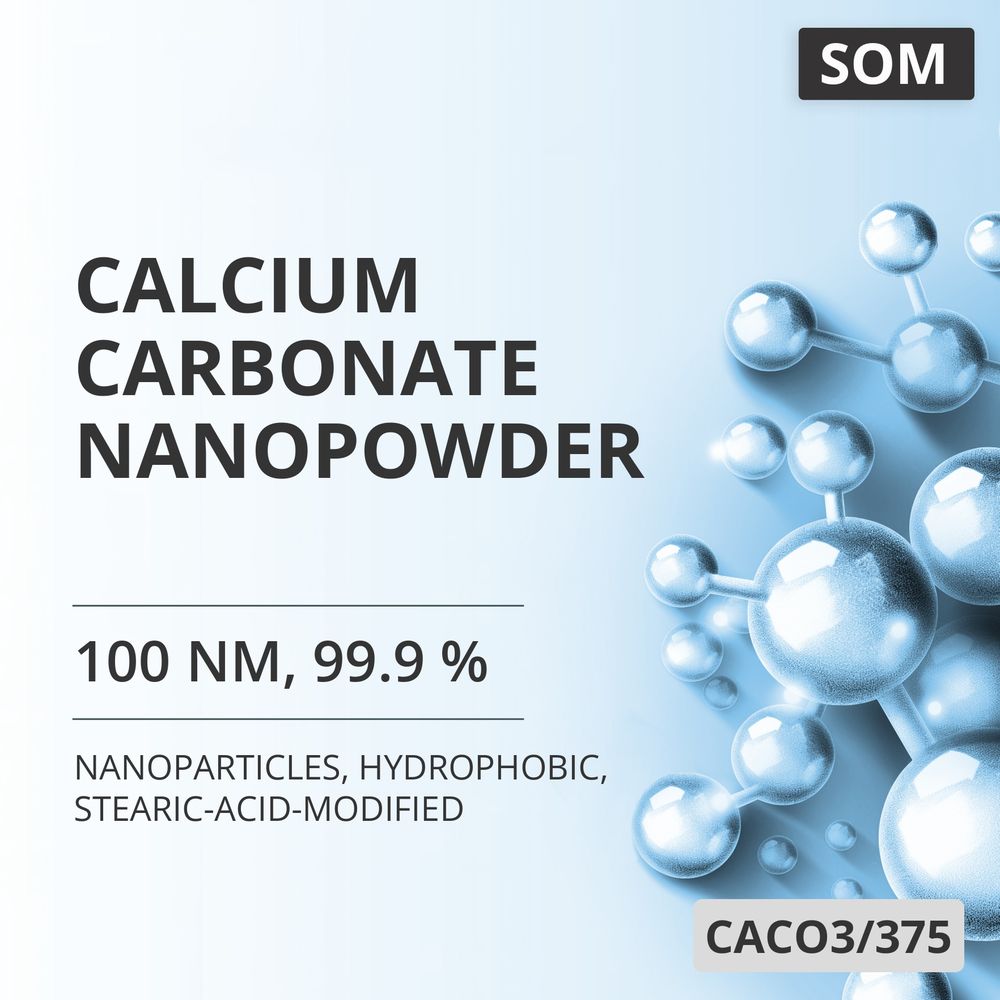 Calcium Carbonate Nanopowder, 100 nm, 99.9 %, Hydrophobic, Stearic-Acid-Modified (CACO3/375)
