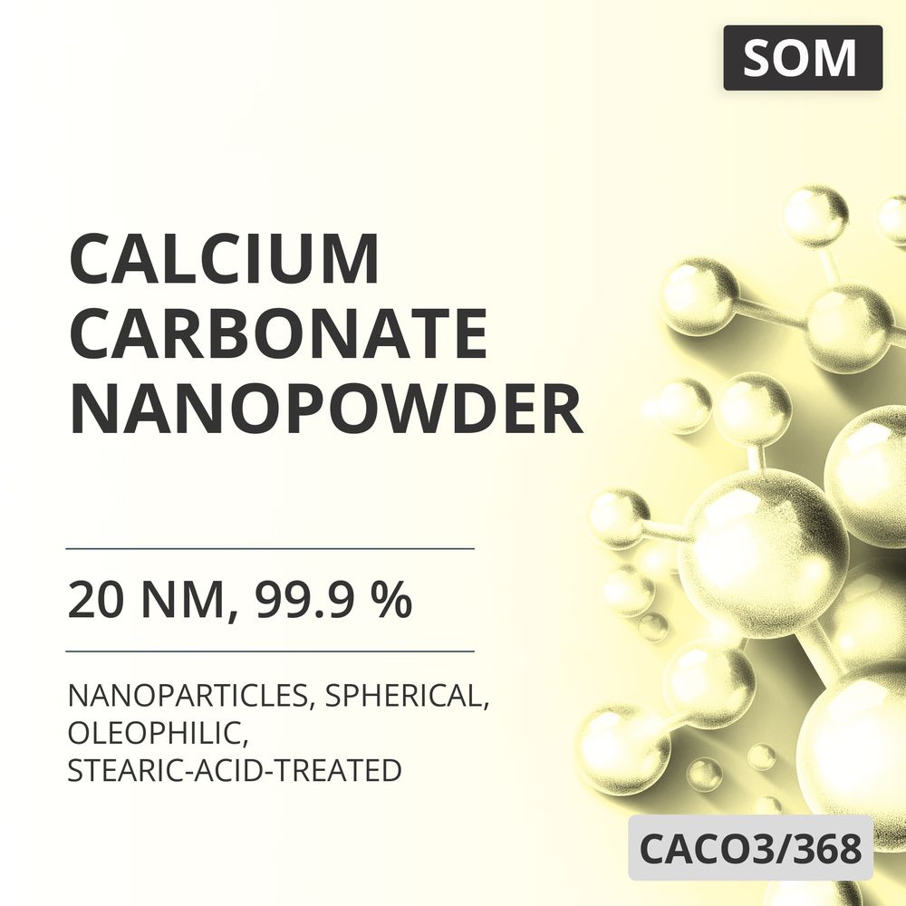 Calcium Carbonate Nanopowder, 20 nm, 99.9 %, Spherical, Oleophilic, Stearic-Acid-Treated (CACO3/368)