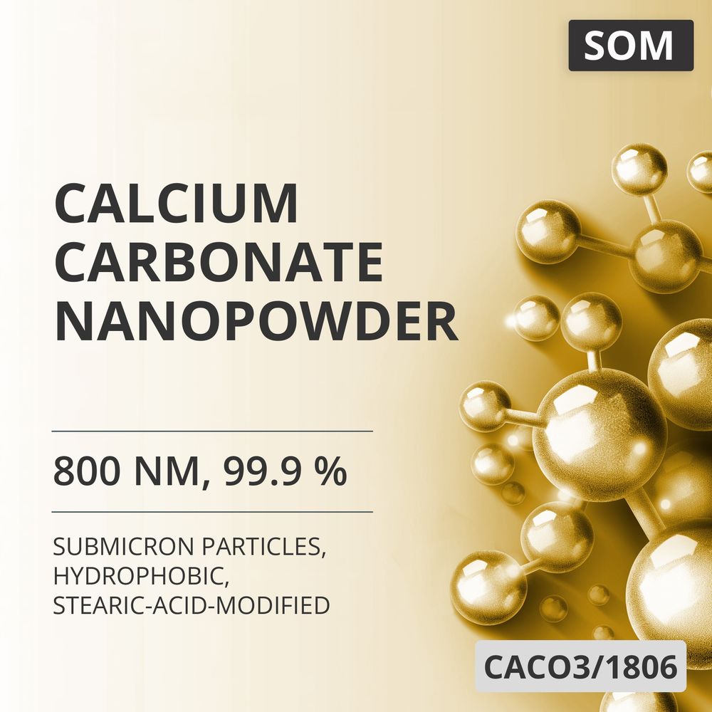 Calcium Carbonate Nanopowder, 800 nm, 99.9 %, Hydrophobic, Stearic-Acid-Modified (CACO3/1806)