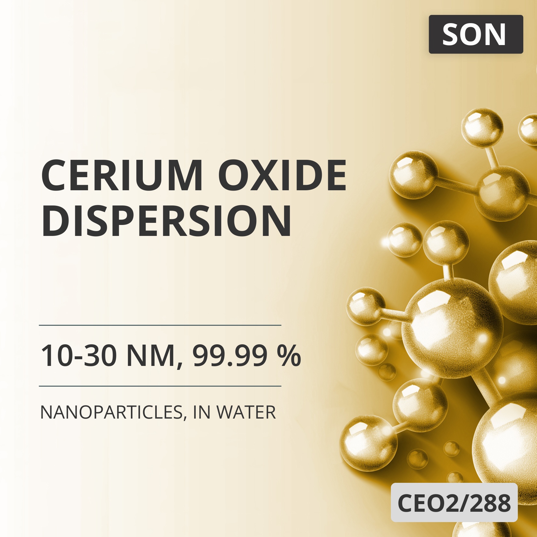 Cerium Oxide Dispersion, 10-30 nm, 99.99 %, in Water (CEO2/288)