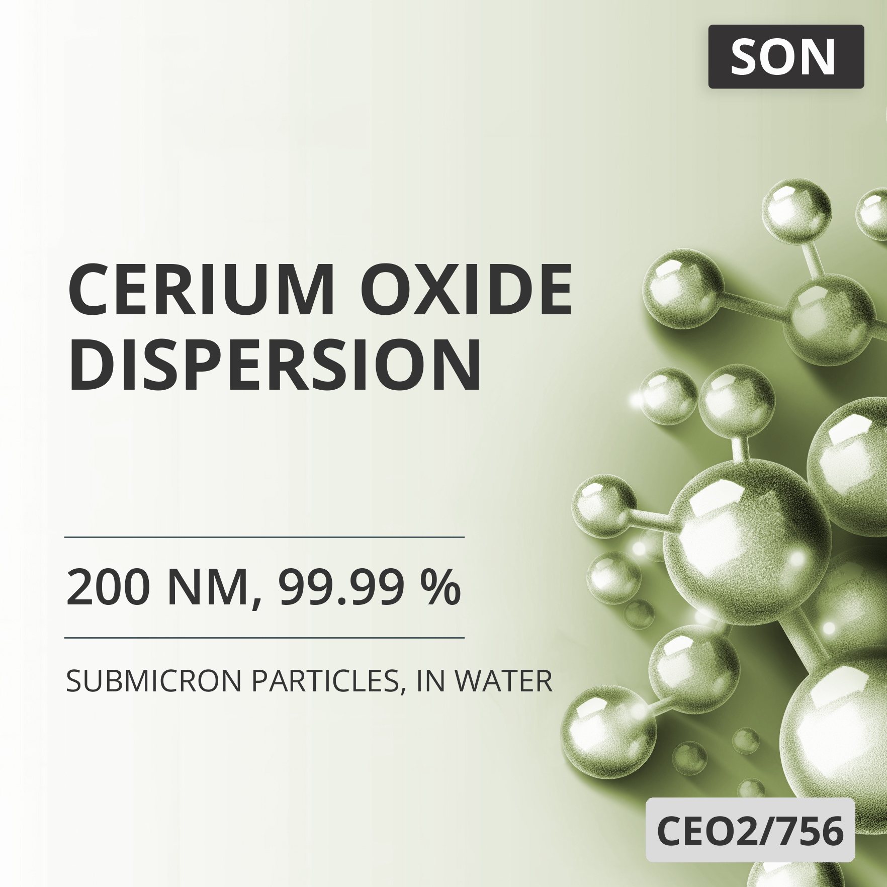 Cerium Oxide Dispersion, 200 nm, 99.99 %, in Water (CEO2/756)
