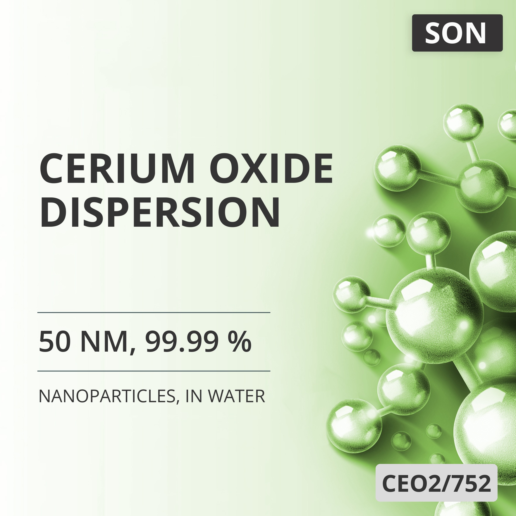 Cerium Oxide Dispersion, 50 nm, 99.99 %, in Water (CEO2/752)