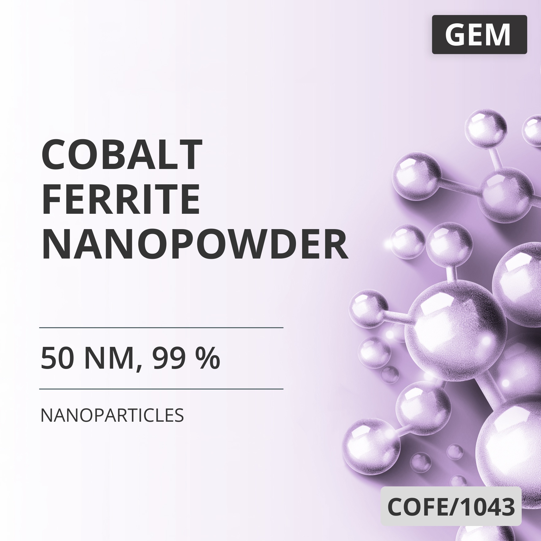 Cobalt Ferrite Nanopowder, 50 nm, 99 % (COFE/1043)