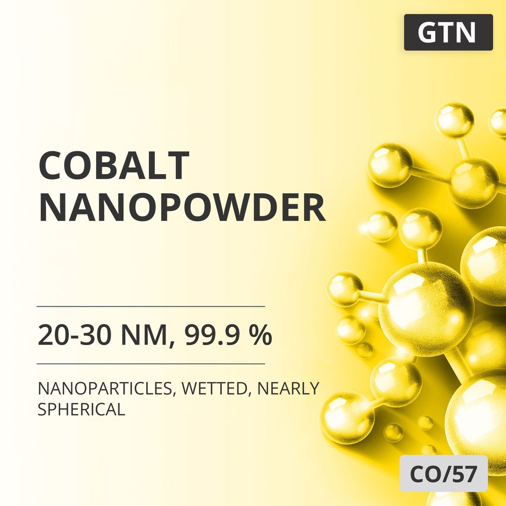 Cobalt Nanopowder, 20-30 nm, 99.9 %, Wetted, Nearly Spherical (CO/57)
