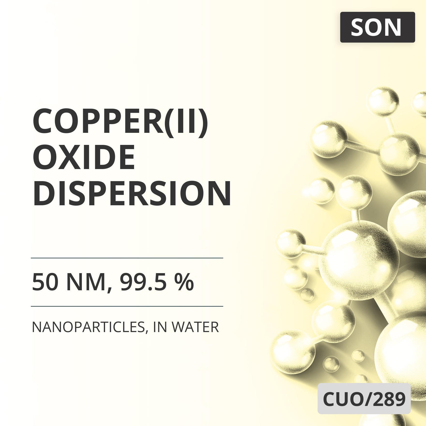 Copper(II) Oxide Dispersion, 50 nm, 99.5 %, in Water (CUO/289)