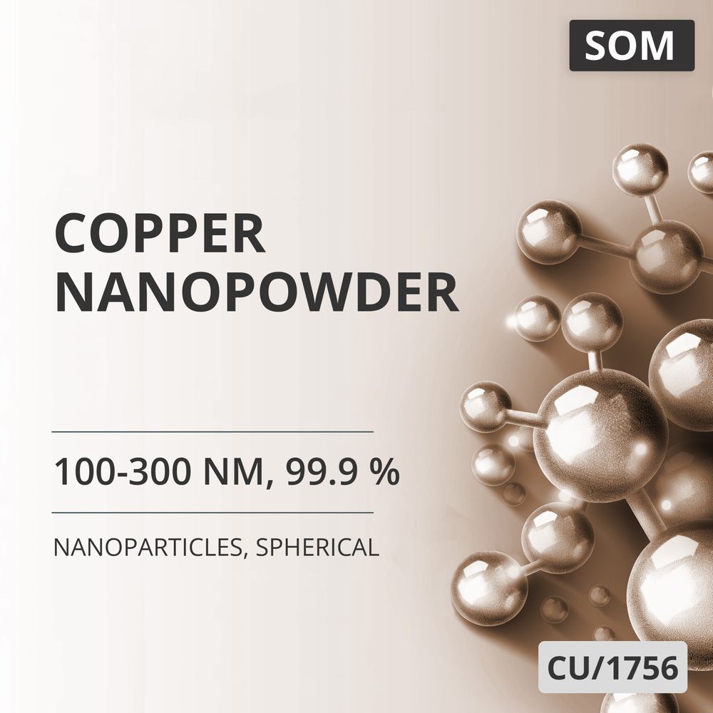 Copper Nanopowder, 100-300 nm, 99.9 %, Spherical (CU/1756)