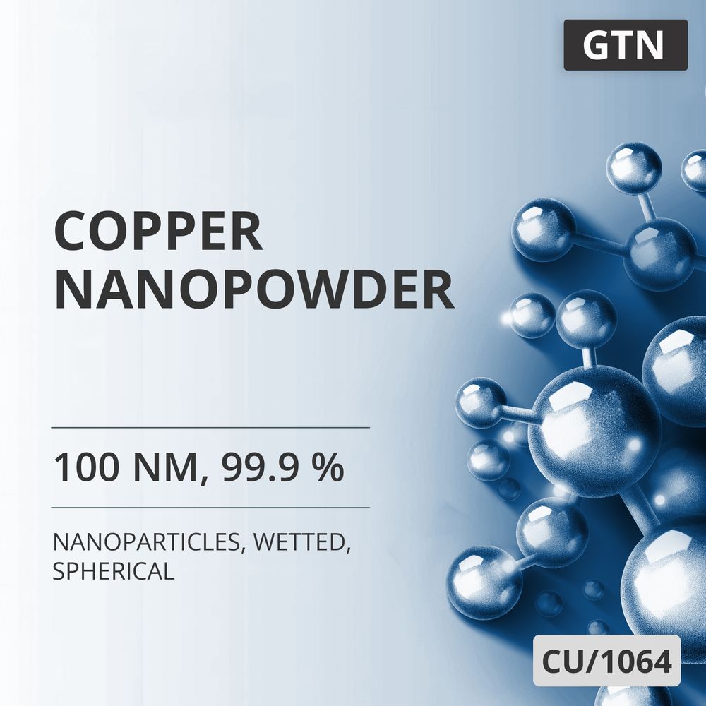 Copper Nanopowder, 100 nm, 99.9 %, Wetted, Spherical (CU/1064)