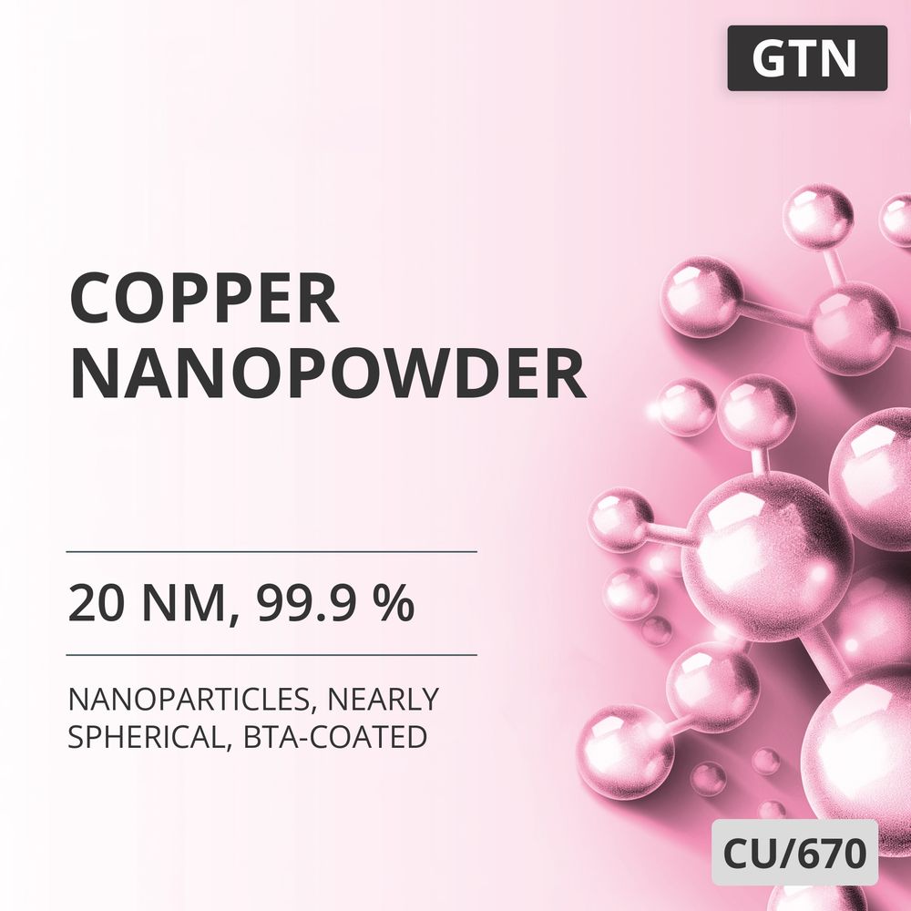 Copper Nanopowder, 20 nm, 99.9 %, Nearly Spherical, BTA-Coated (CU/670)