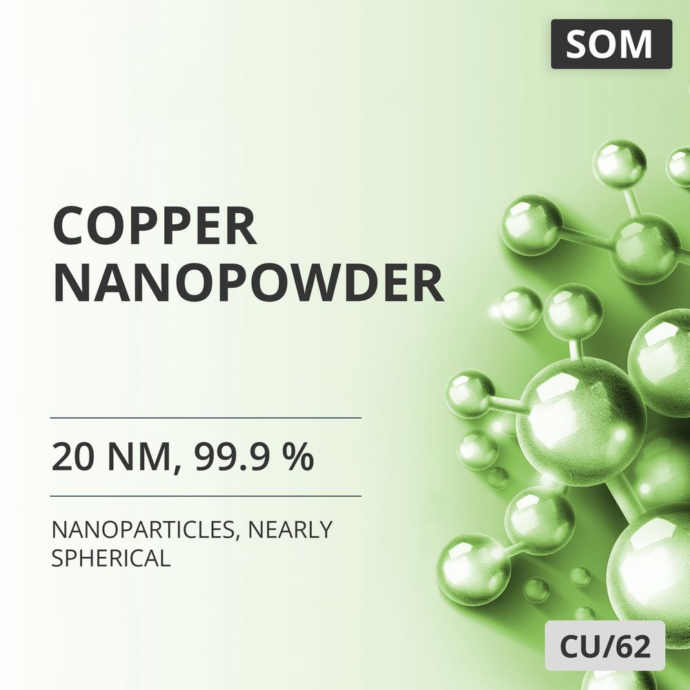 Copper Nanopowder, 20 nm, 99.9 %, Nearly Spherical (CU/62)