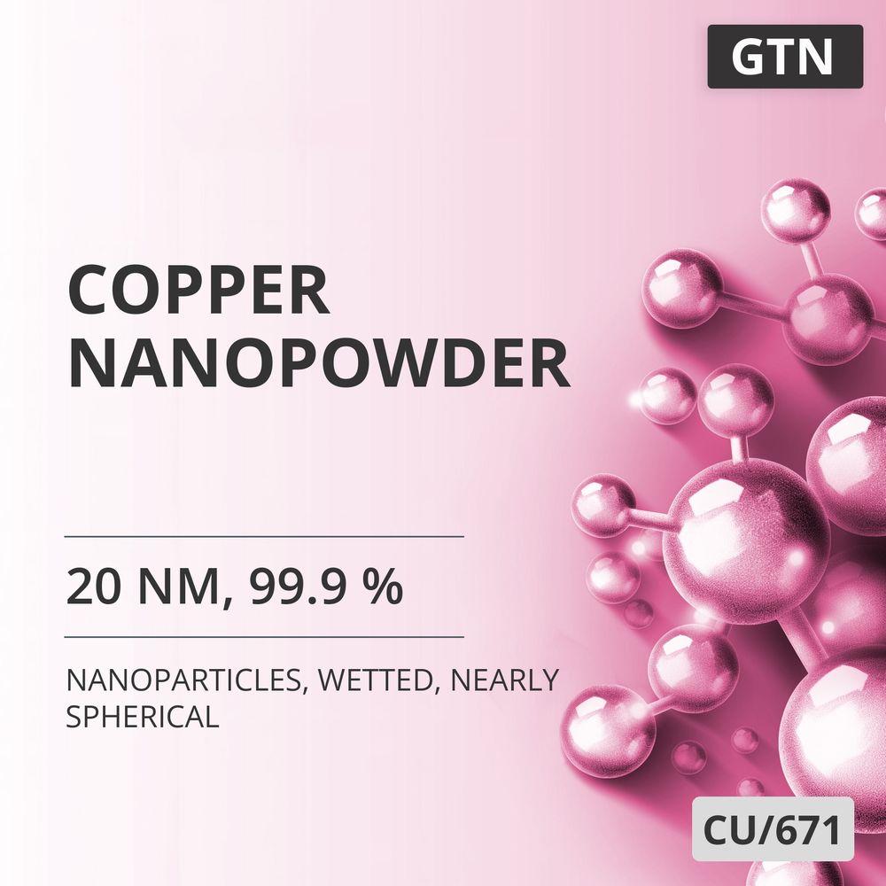 Copper Nanopowder, 20 nm, 99.9 %, Wetted, Nearly Spherical (CU/671)