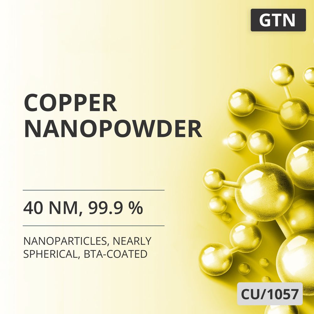 Copper Nanopowder, 40 nm, 99.9 %, Nearly Spherical, BTA-Coated (CU/1057)