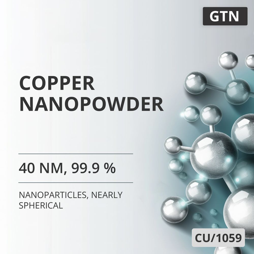 Copper Nanopowder, 40 nm, 99.9 %, Nearly Spherical (CU/1059)