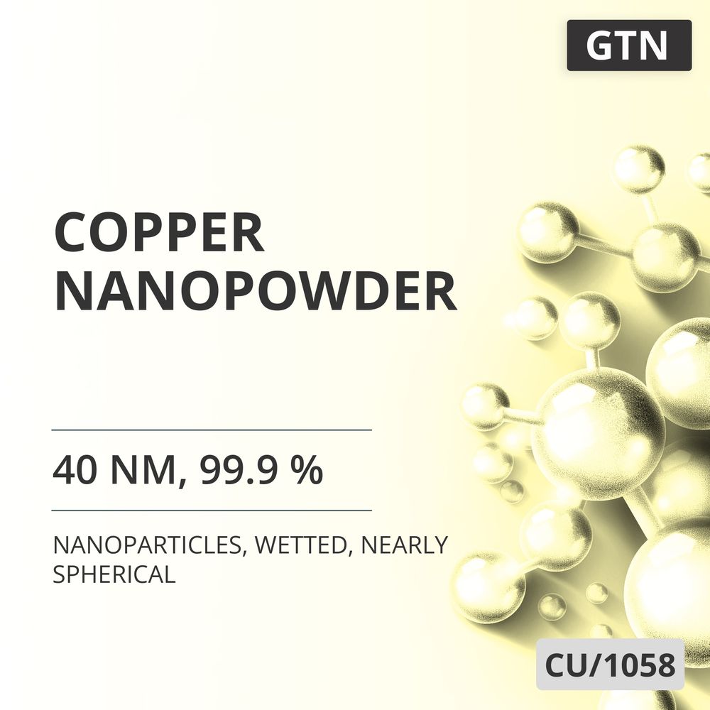 Copper Nanopowder, 40 nm, 99.9 %, Wetted, Nearly Spherical (CU/1058)