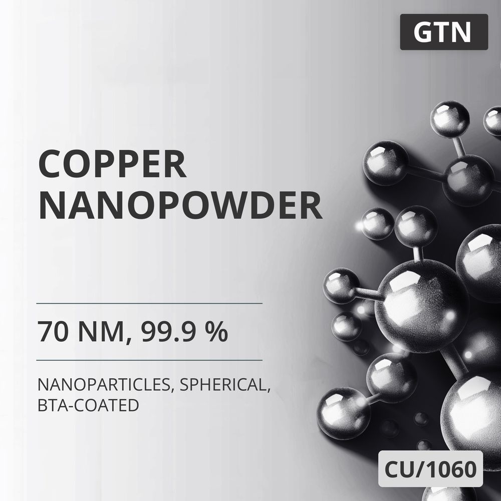 Copper Nanopowder, 70 nm, 99.9 %, Spherical, BTA-Coated (CU/1060)