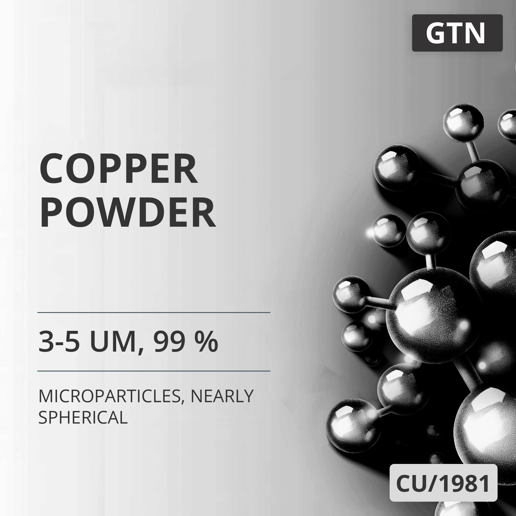 Copper Powder, 3-5 um, 99 %, Nearly Spherical (CU/1981)