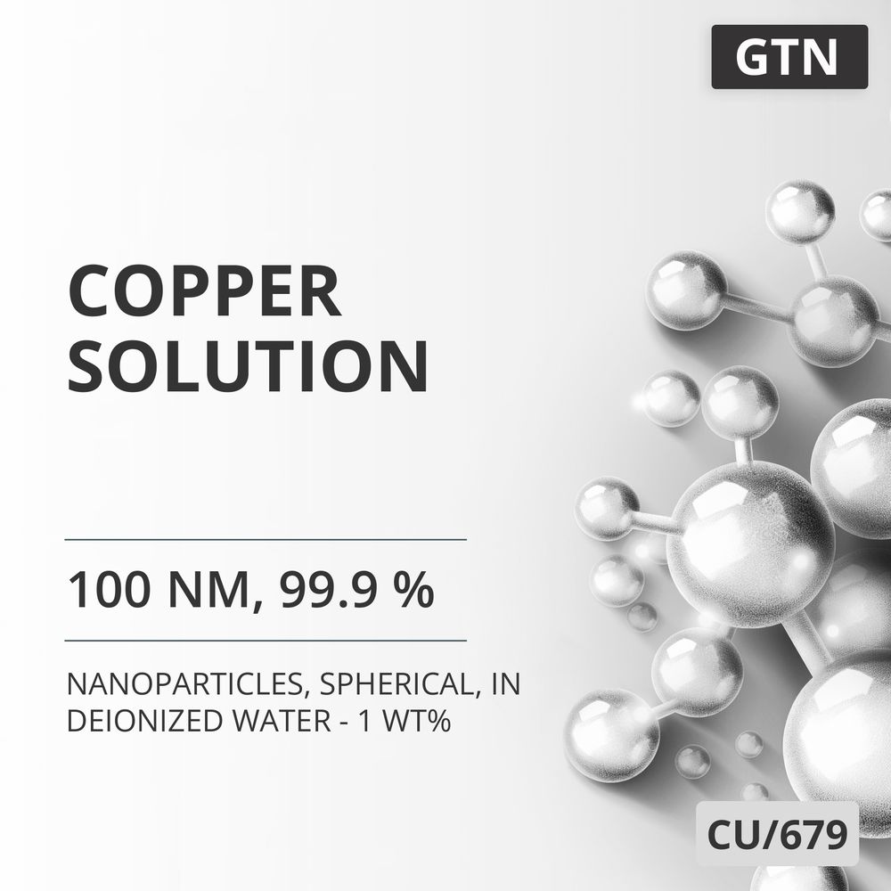 Copper Solution, 100 nm, 99.9 %, Spherical, in Deionized Water - 1 wt% (CU/679)