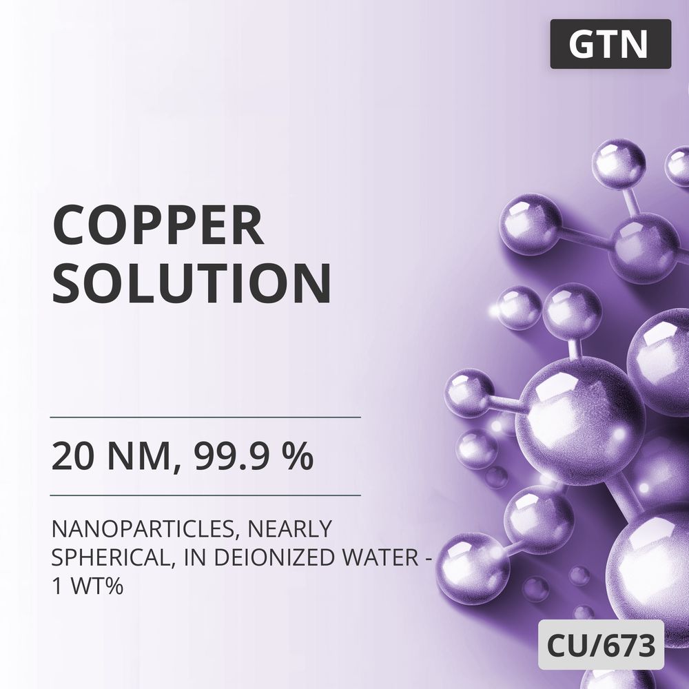 Copper Solution, 20 nm, 99.9 %, Nearly Spherical, in Deionized Water - 1 wt% (CU/673)