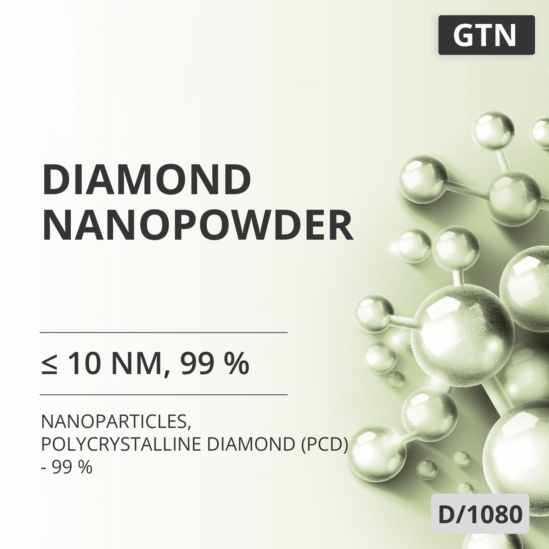 Diamond Nanopowder, ≤ 10 nm, 99 %, Polycrystalline Diamond (PCD) - 99 % (D/1080)