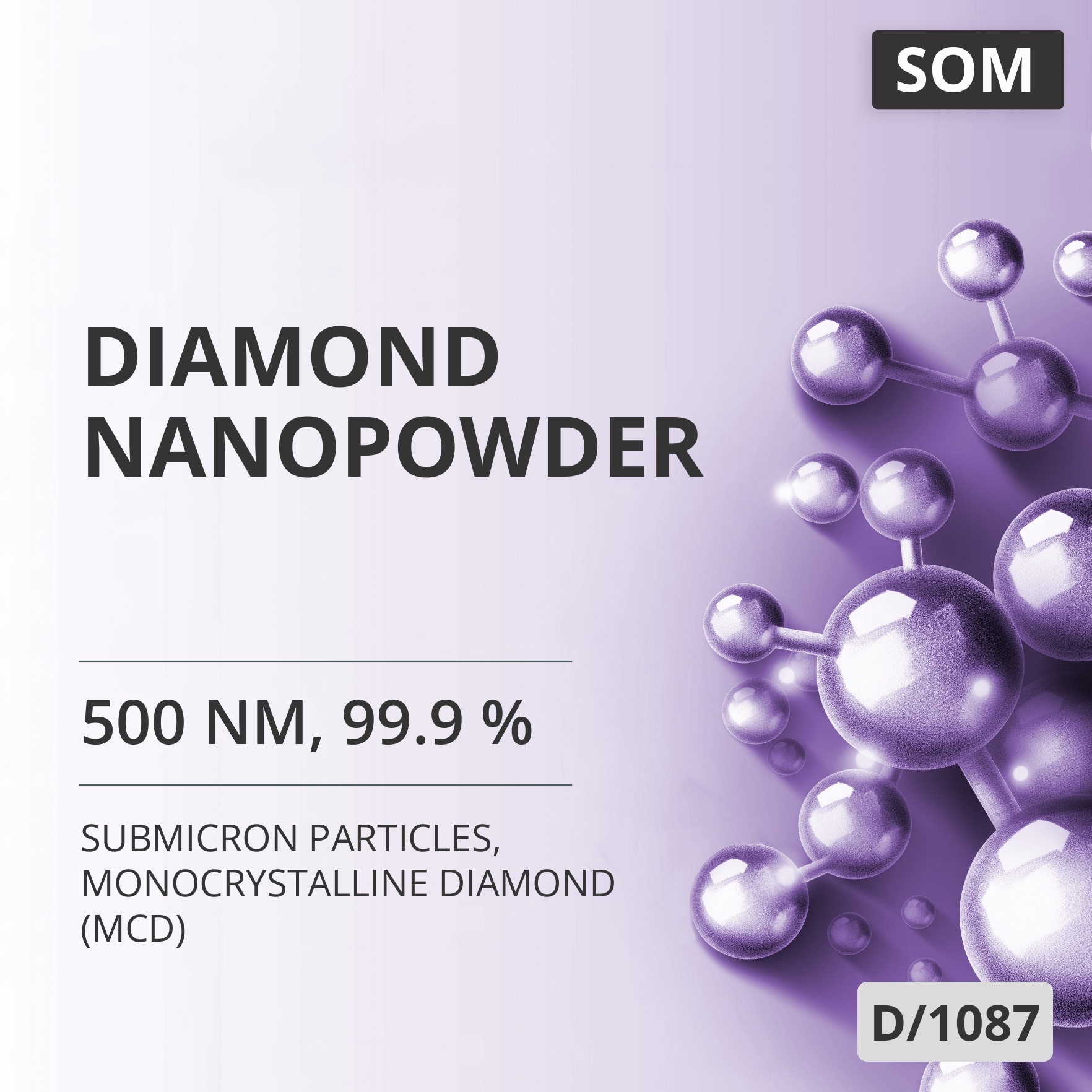 Diamond Nanopowder, 500 nm, 99.9 %, Monocrystalline Diamond (MCD) (D/1087)