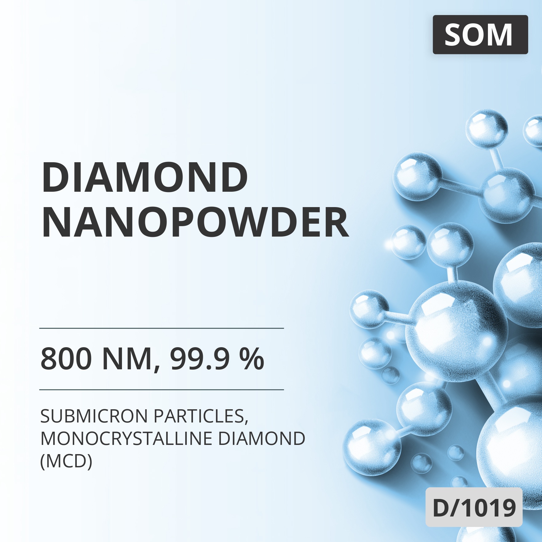 Diamond Nanopowder, 800 nm, 99.9 %, Monocrystalline Diamond (MCD) (D/1019)