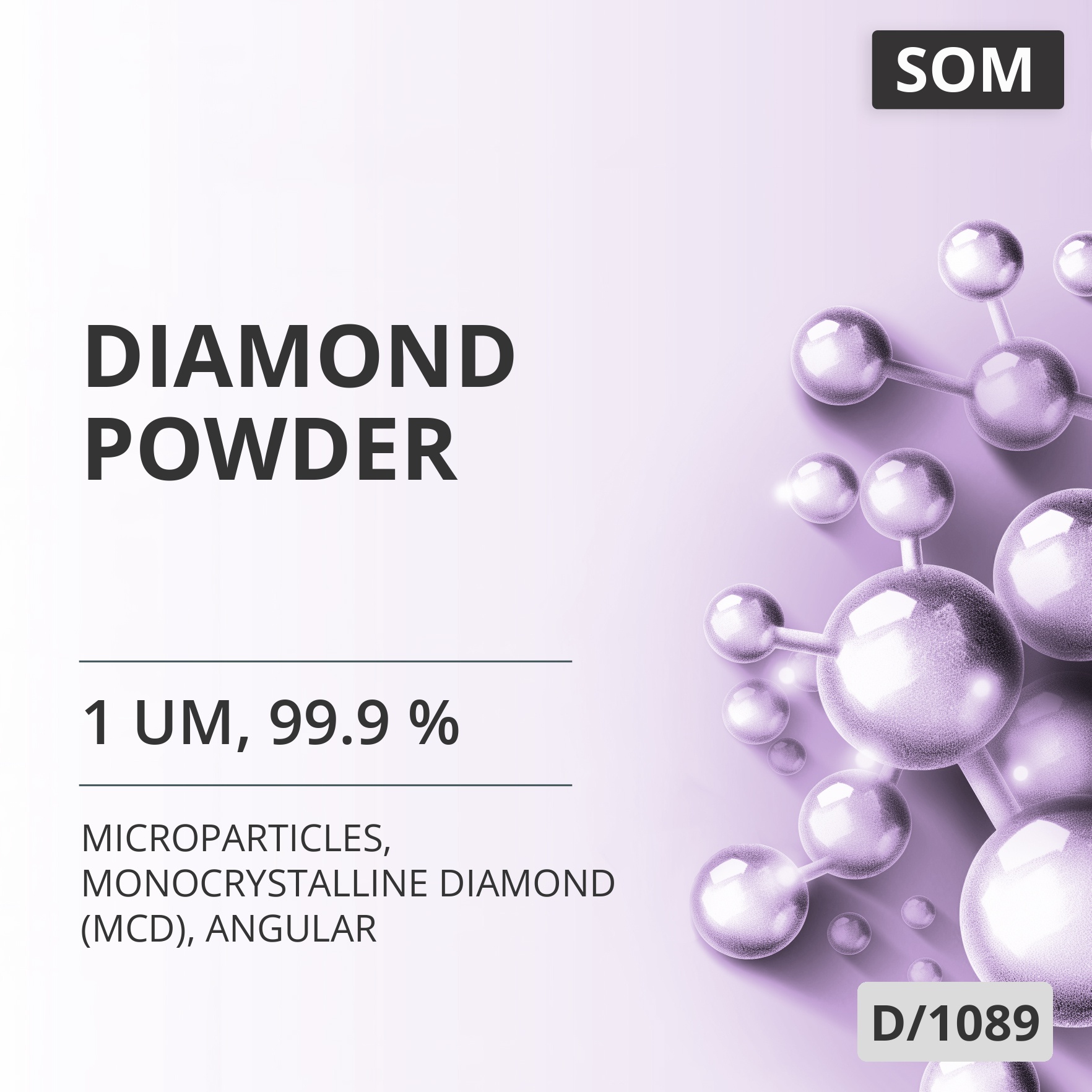 Diamond Powder, 1 um, 99.9 %, Monocrystalline Diamond (MCD), Angular (D/1089)
