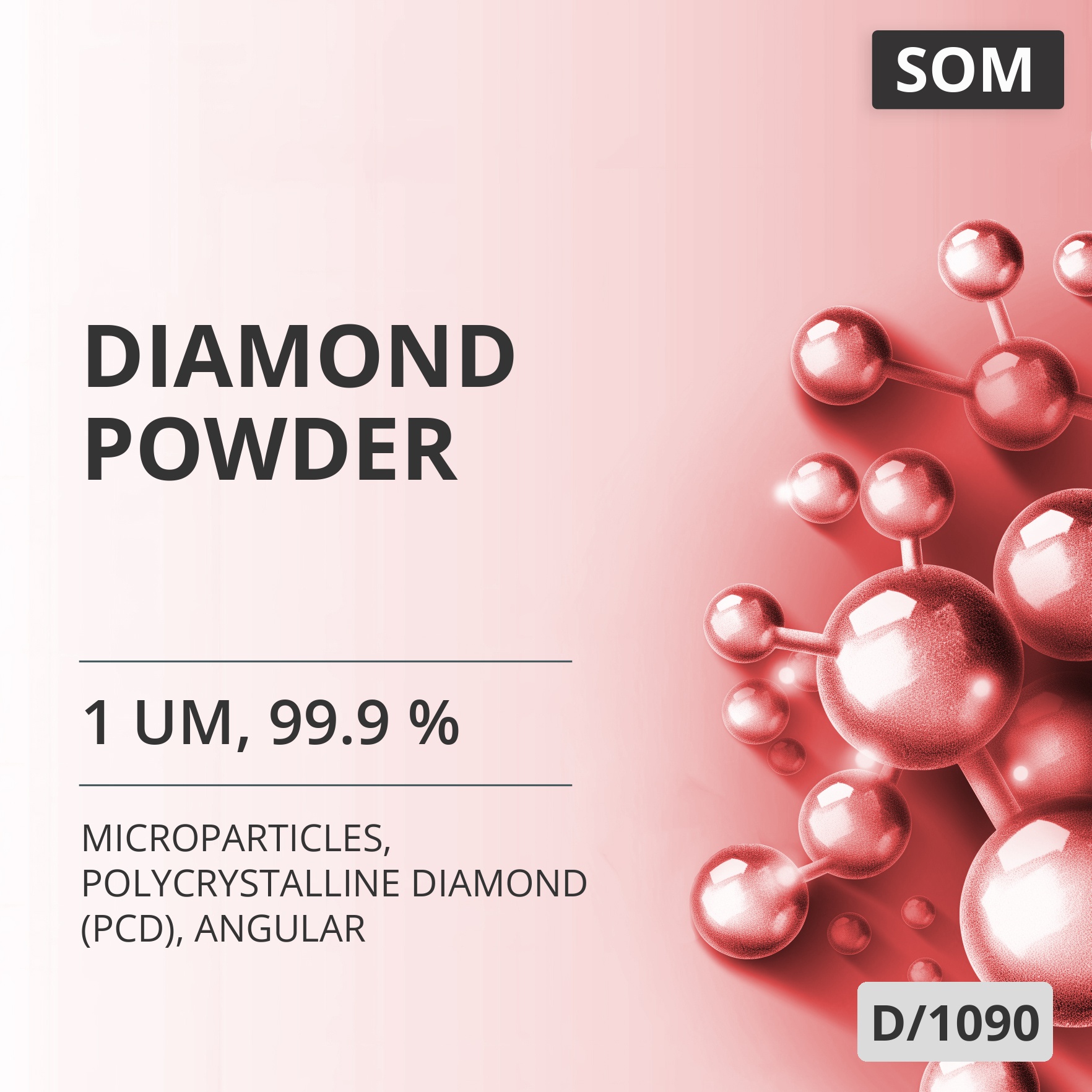 Diamond Powder, 1 um, 99.9 %, Polycrystalline Diamond (PCD), Angular (D/1090)