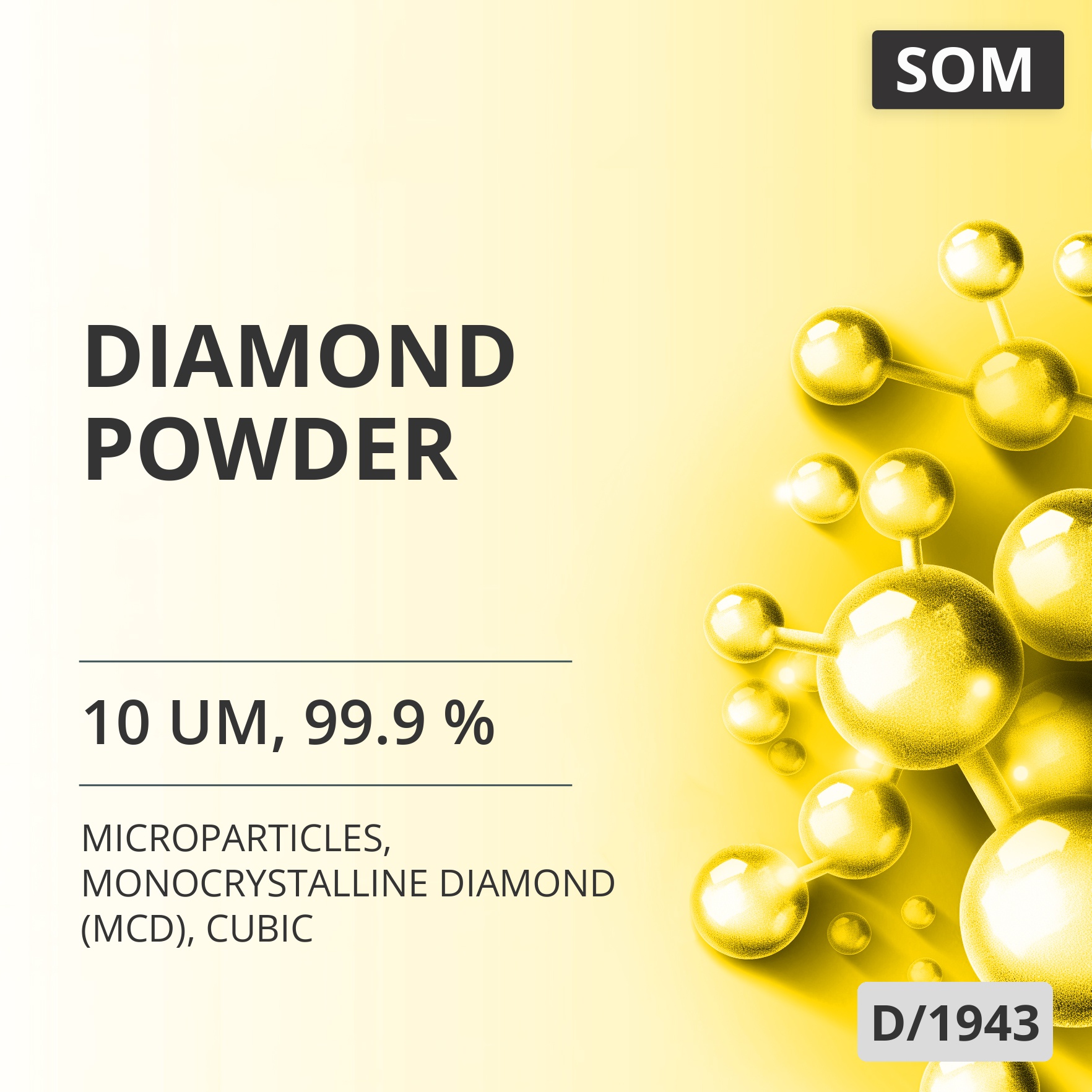 Diamond Powder, 10 um, 99.9 %, Monocrystalline Diamond (MCD), Cubic (D/1943)