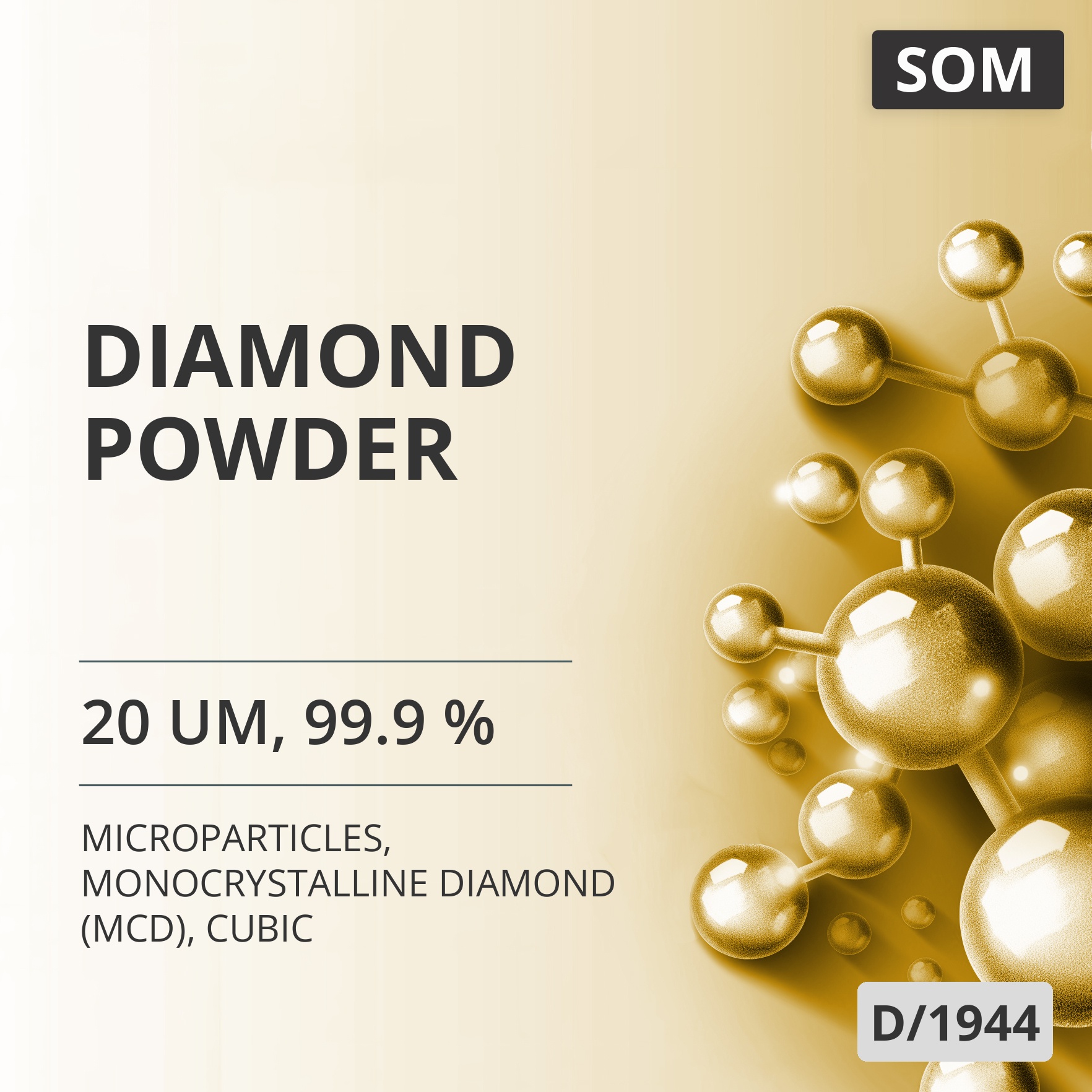 Diamond Powder, 20 um, 99.9 %, Monocrystalline Diamond (MCD), Cubic (D/1944)