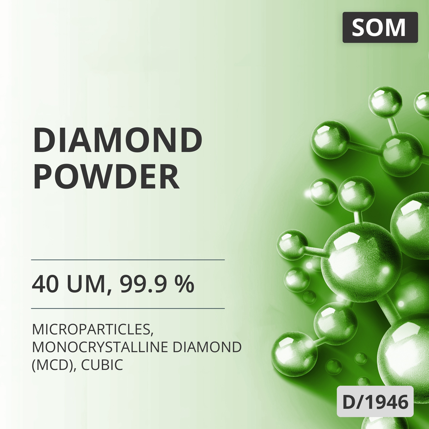 Diamond Powder, 40 um, 99.9 %, Monocrystalline Diamond (MCD), Cubic (D/1946)