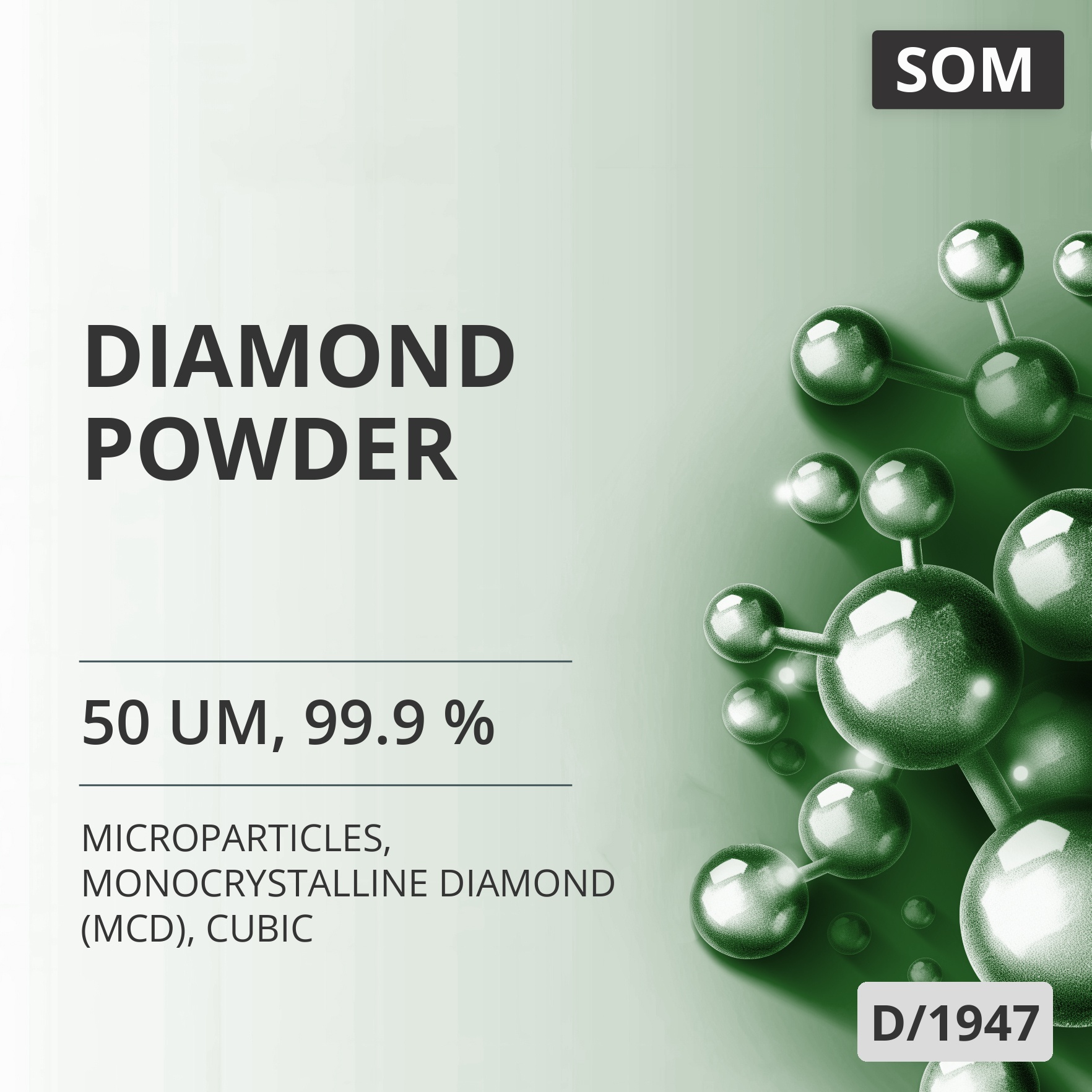Diamond Powder, 50 um, 99.9 %, Monocrystalline Diamond (MCD), Cubic (D/1947)