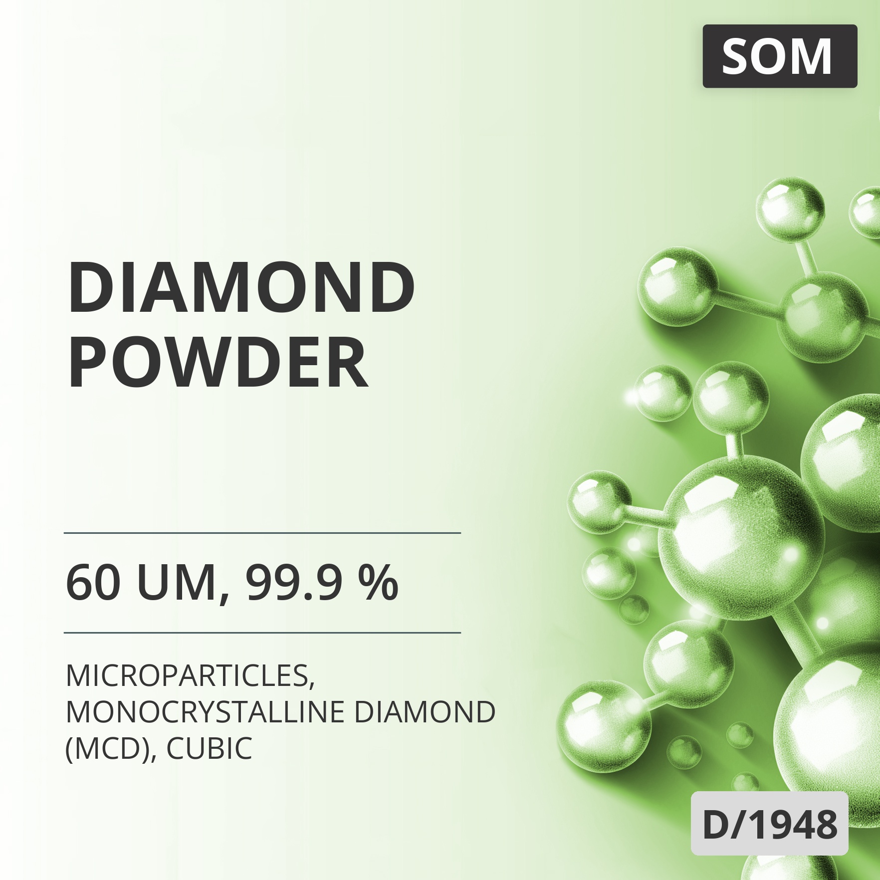 Diamond Powder, 60 um, 99.9 %, Monocrystalline Diamond (MCD), Cubic (D/1948)