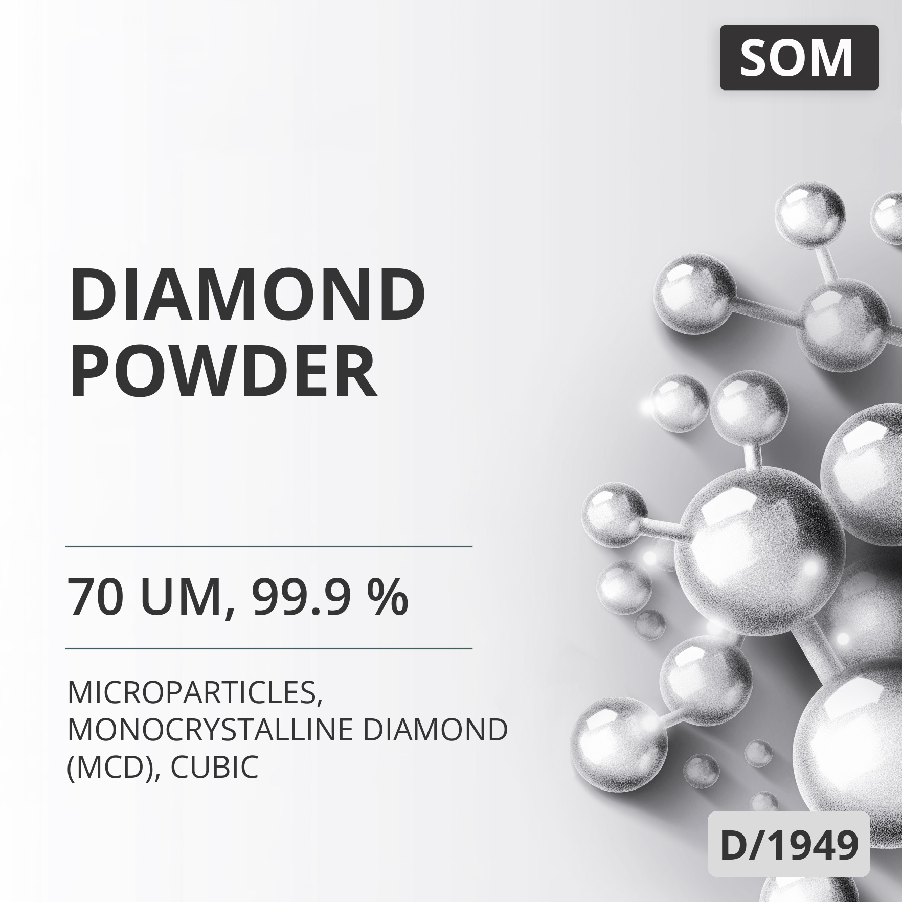 Diamond Powder, 70 um, 99.9 %, Monocrystalline Diamond (MCD), Cubic (D/1949)