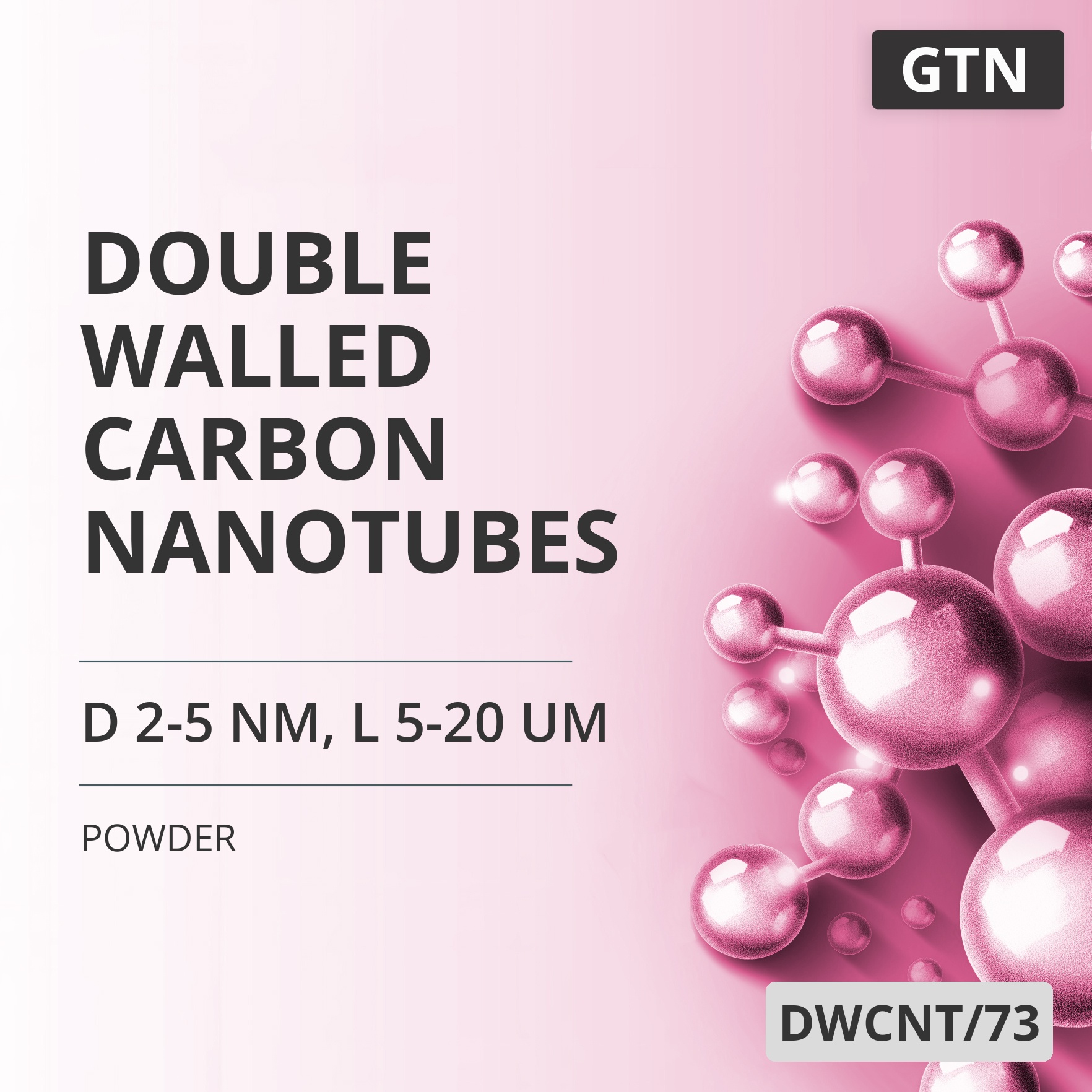 Double-Walled Carbon Nanotubes, D 2-5 nm, L 5-20 um (DWCNT/73)