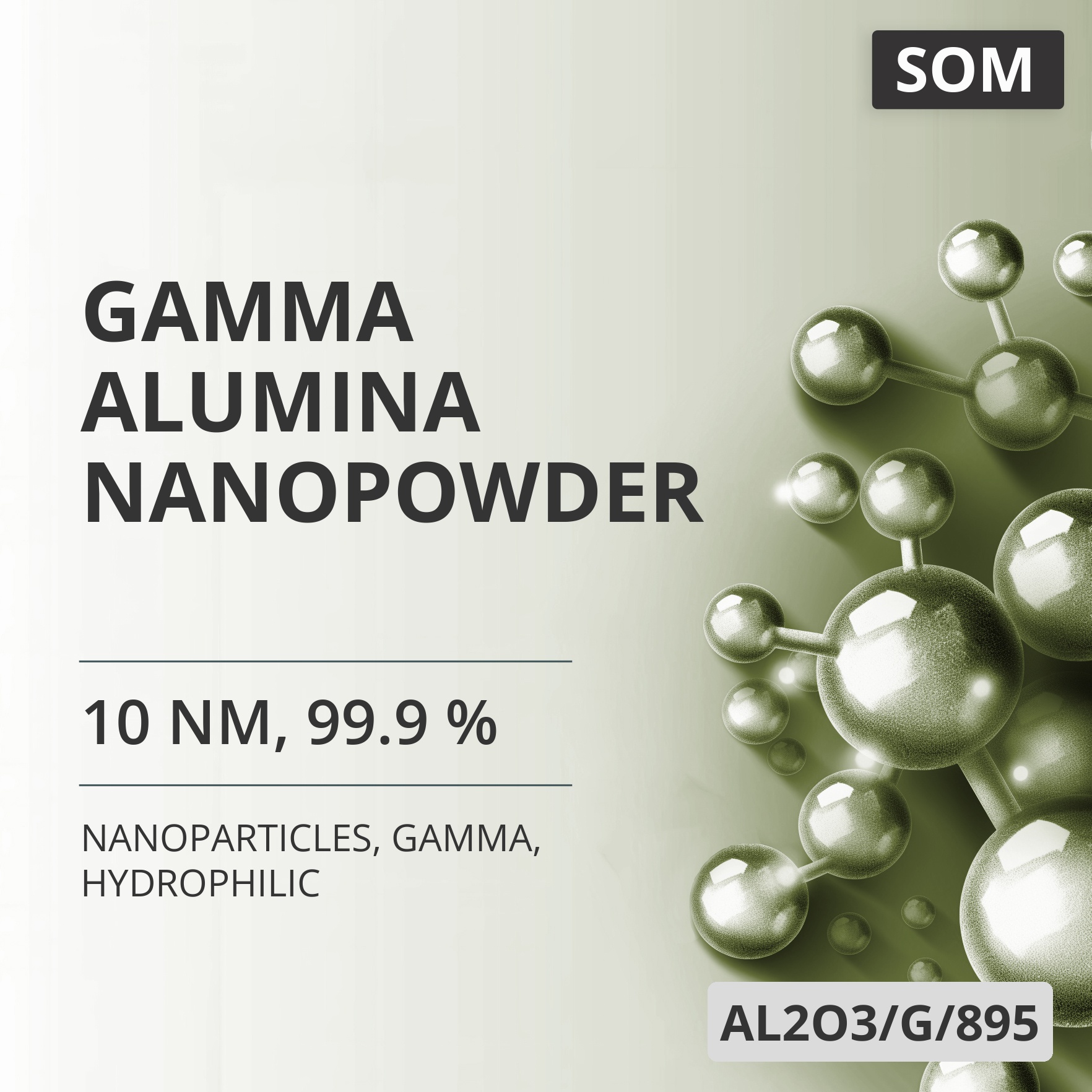 Gamma Alumina Nanopowder, 10 nm, 99.9 %, Gamma, Hydrophilic (AL2O3/G/895)