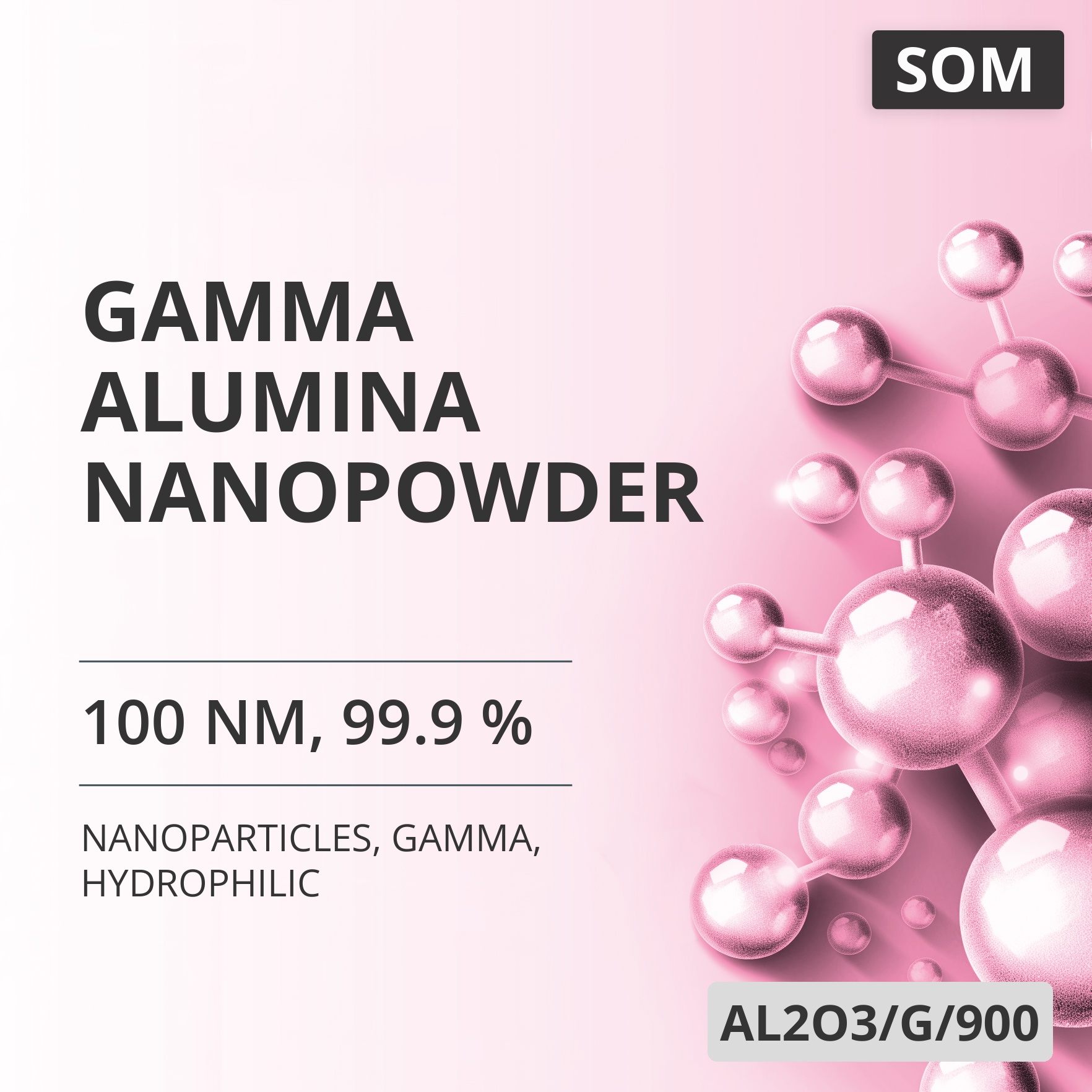 Gamma Alumina Nanopowder, 100 nm, 99.9 %, Gamma, Hydrophilic (AL2O3/G/900)