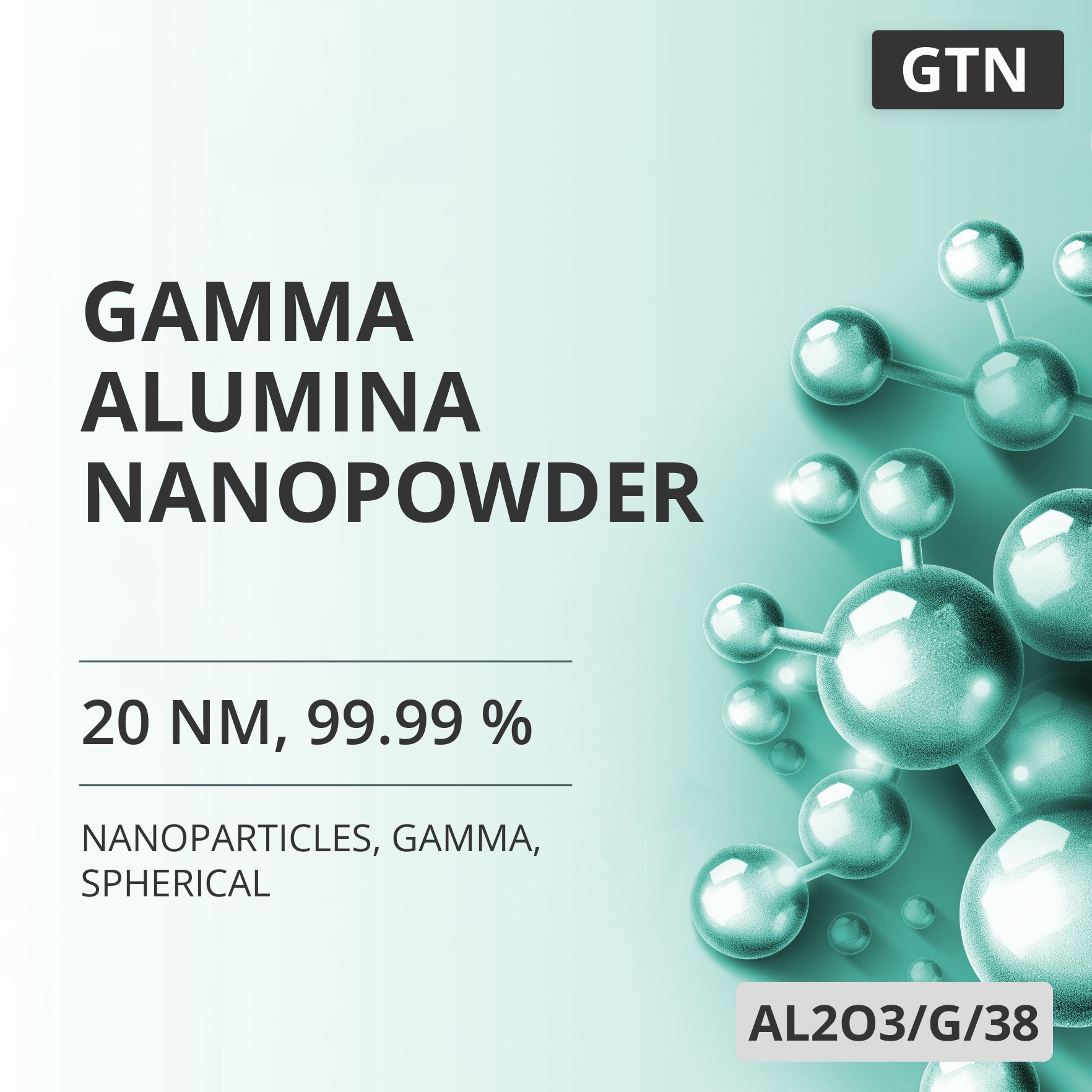 Gamma Alumina Nanopowder, 20 nm, 99.99 %, Gamma, Spherical (AL2O3/G/38)