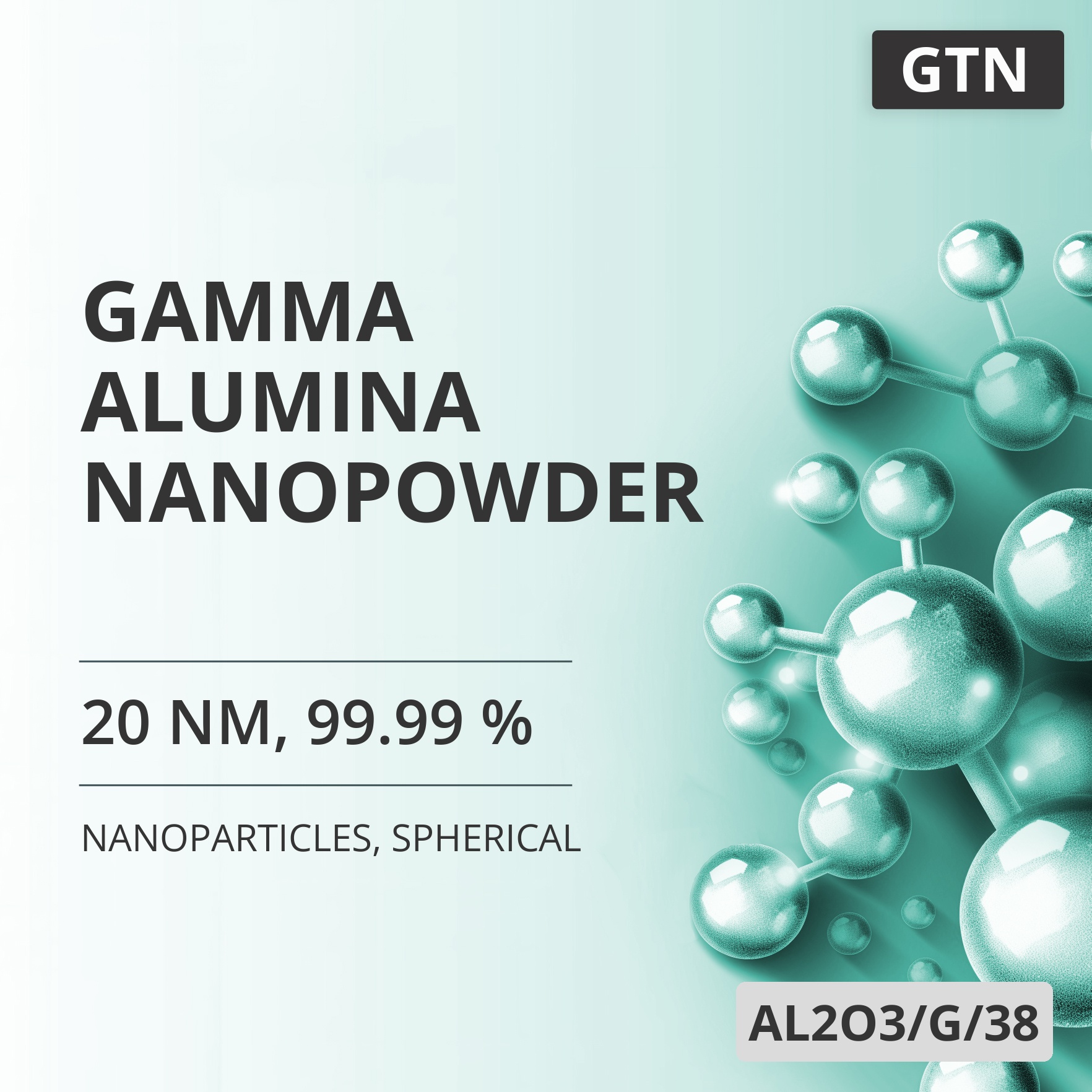 Gamma Alumina Nanopowder, 20 nm, 99.99 %, Spherical (AL2O3/G/38)