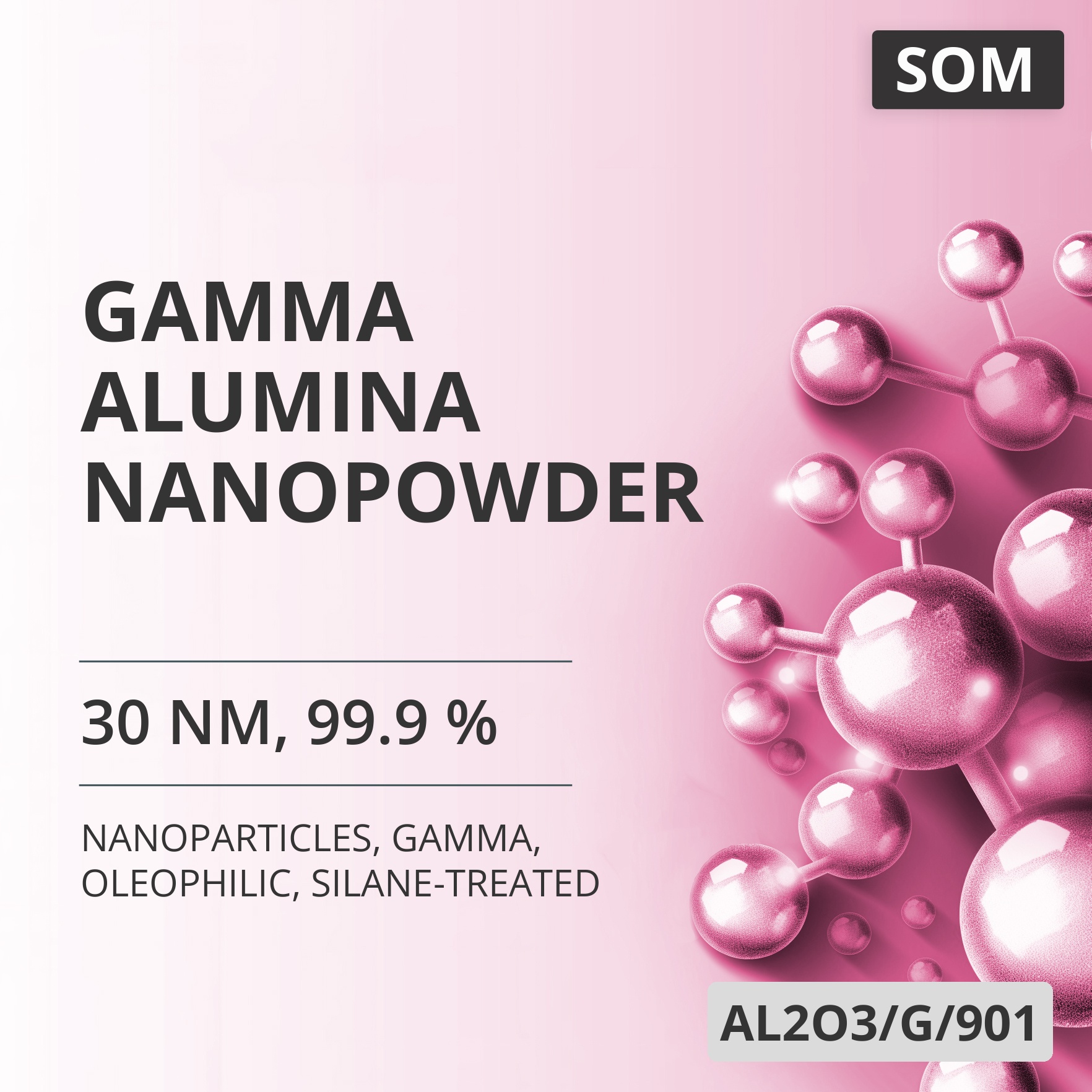 Gamma Alumina Nanopowder, 30 nm, 99.9 %, Gamma, Oleophilic, Silane-Treated (AL2O3/G/901)