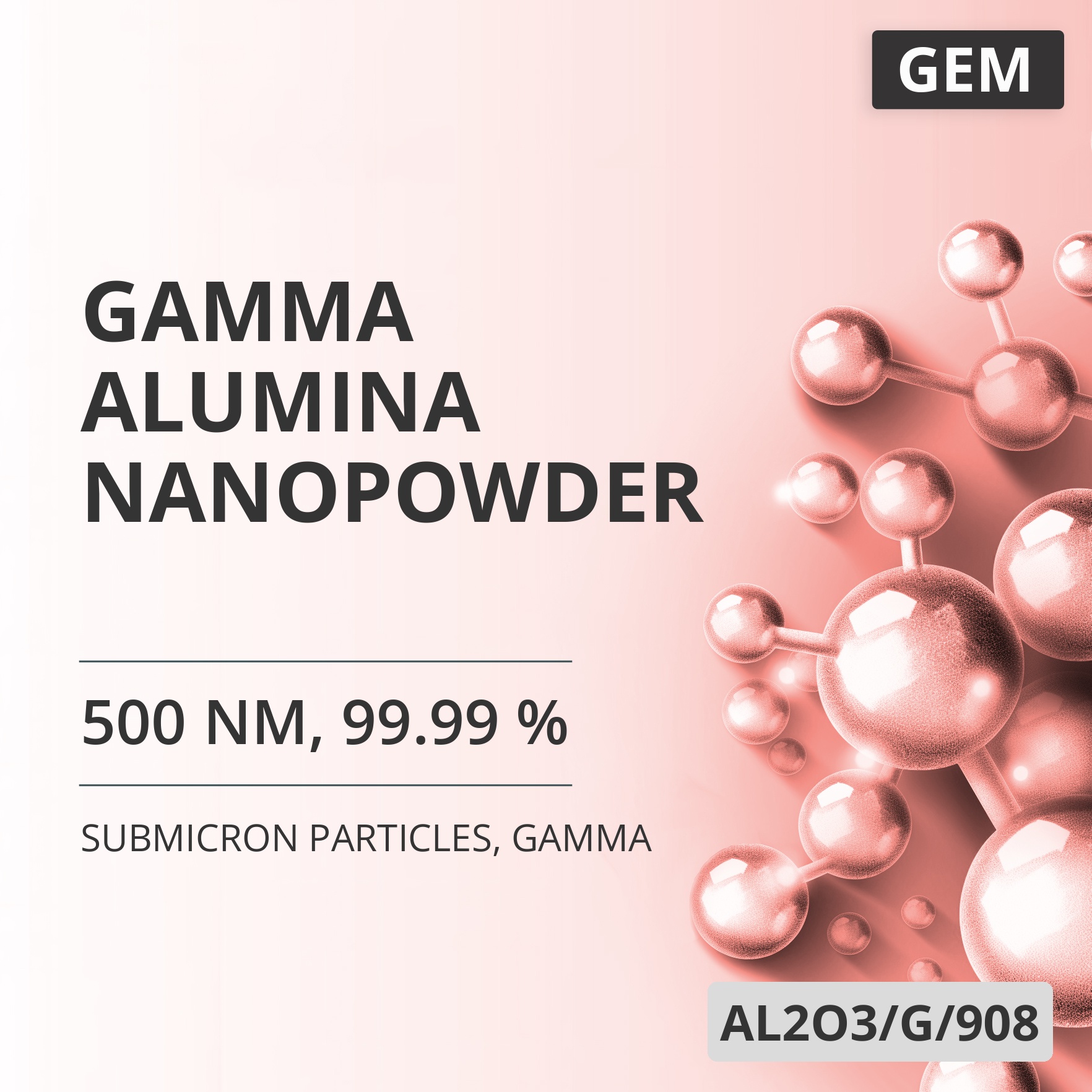 Gamma Alumina Nanopowder, 500 nm, 99.99 %, Gamma (AL2O3/G/908)