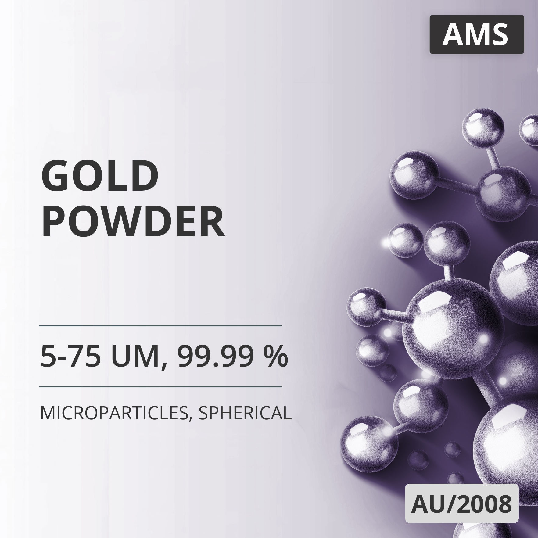Gold Powder, 5-75 um, 99.99 %, Spherical (AU/2008)