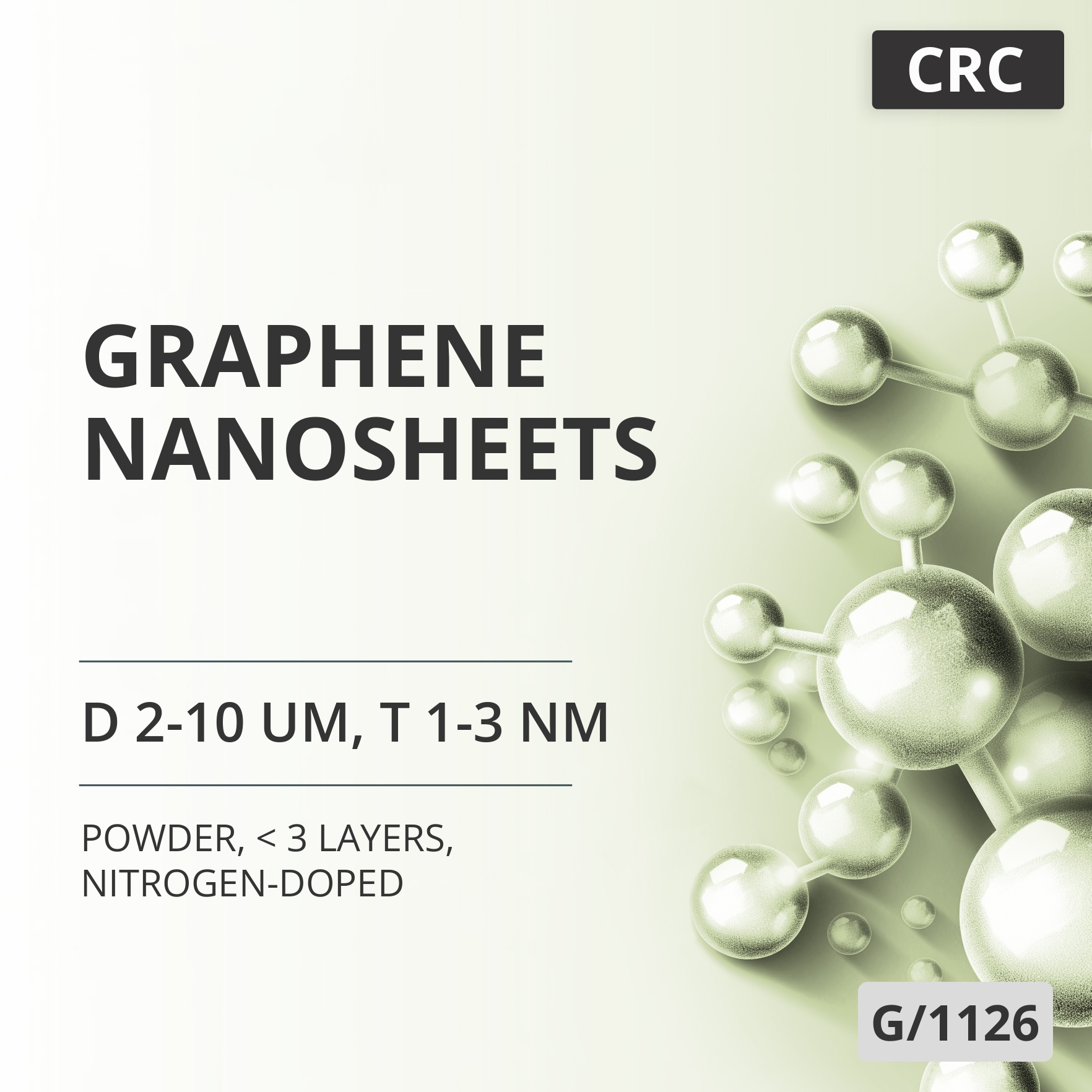 Graphene Nanosheets, D 2-10 um, T 1-3 nm, 98 wt%, < 3 Layers, Nitrogen-Doped (G/1126)