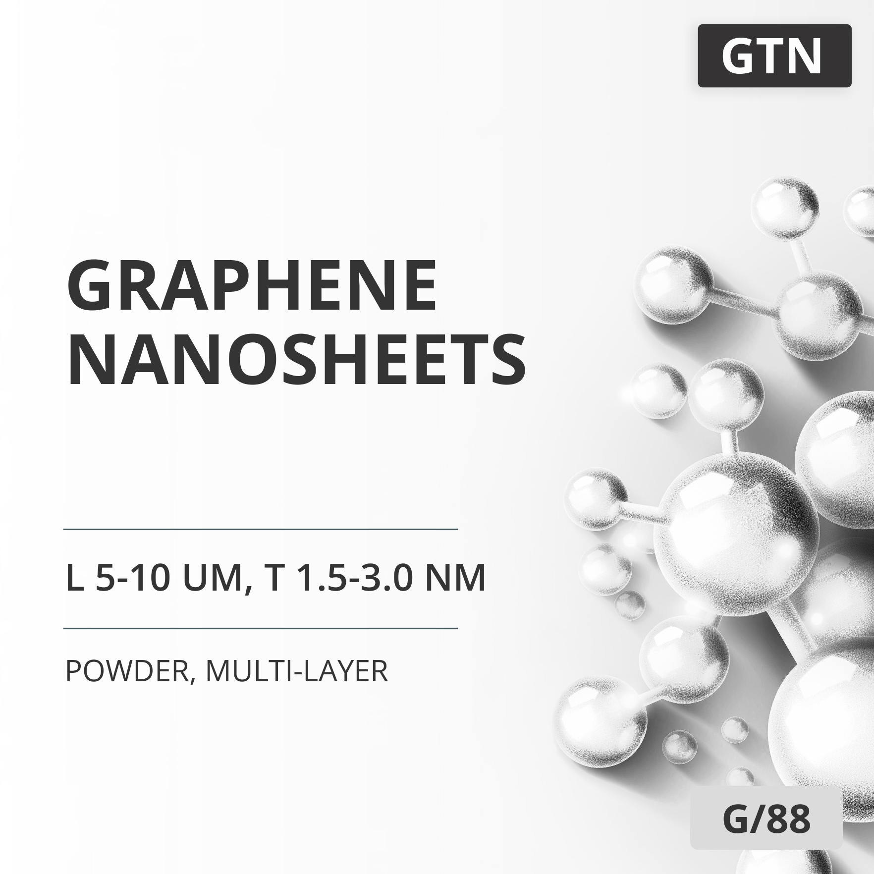 Graphene Nanosheets, L 5-10 um, T 1.5-3.0 nm, 99 %, Multi-Layer (G/88)