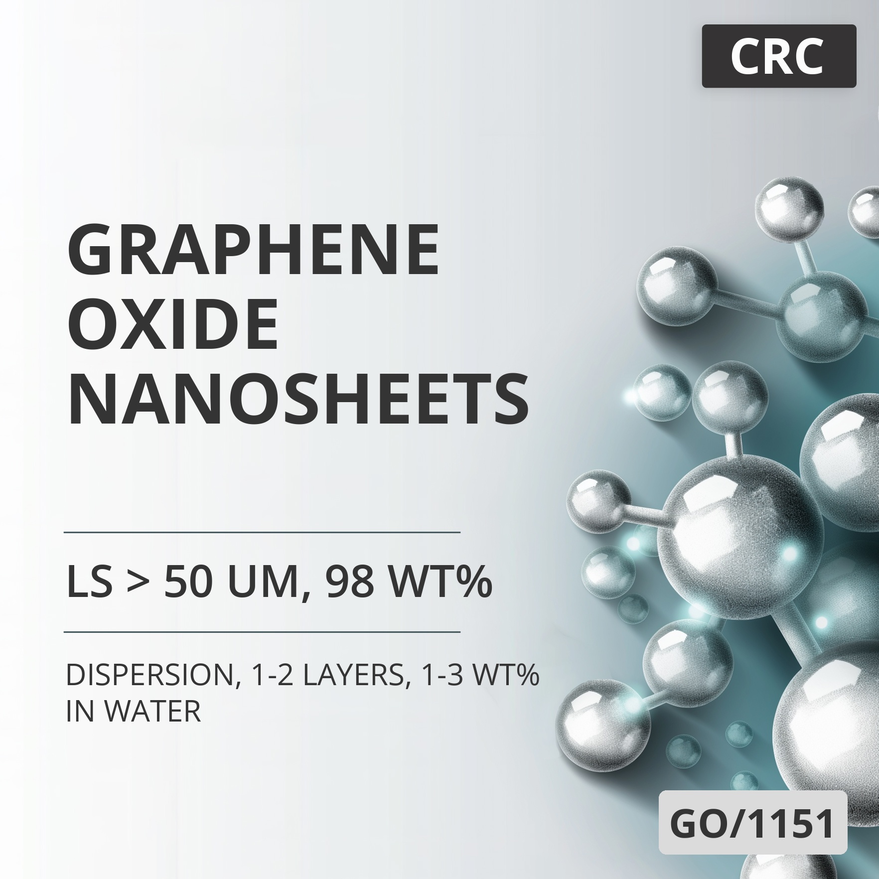 Graphene Oxide Nanosheets, LS > 50 um, 98 wt%, 1-2 Layers, 1-3 wt% in Water (GO/1151)