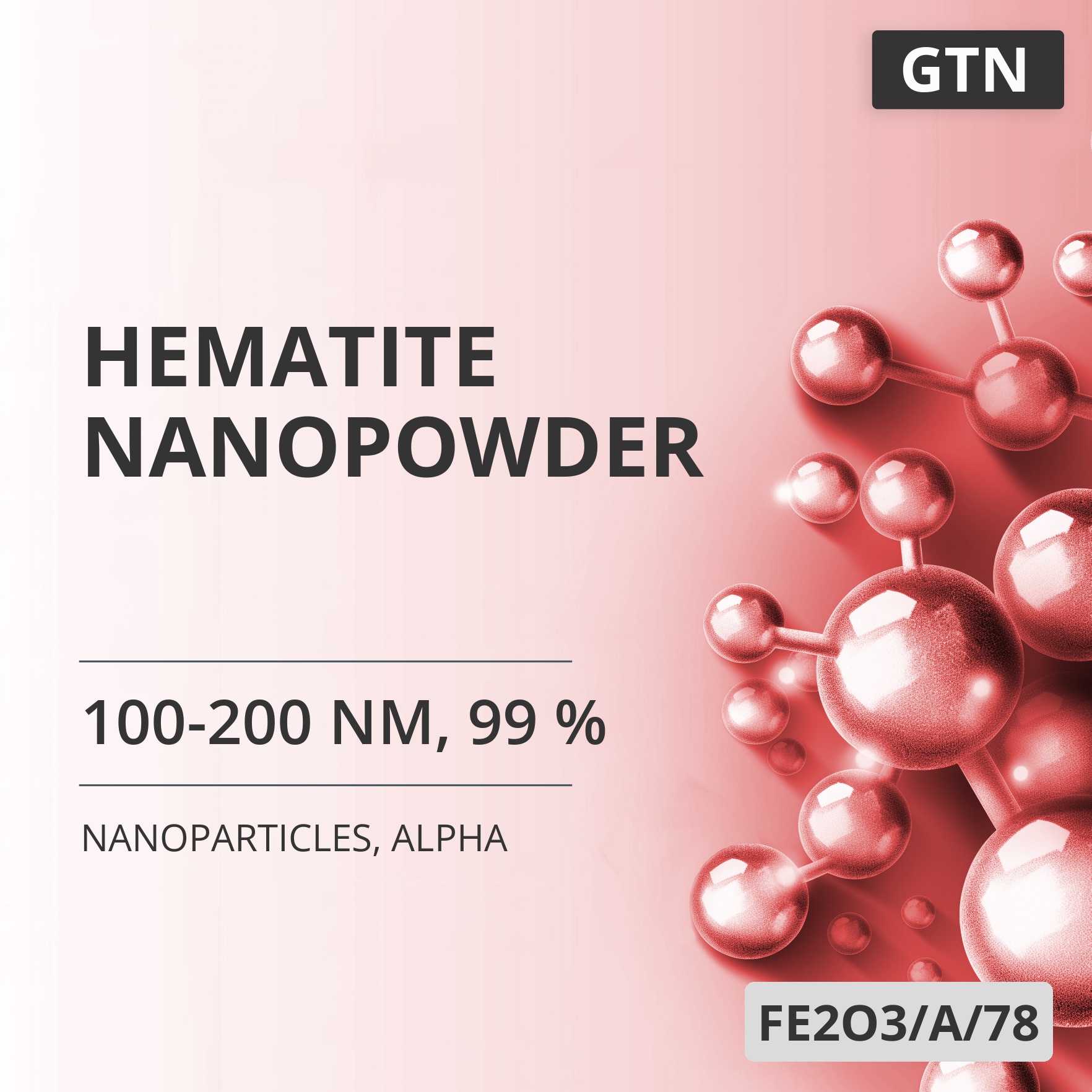 Hematite Nanopowder, 100-200 nm, 99 %, Alpha (FE2O3/A/78)