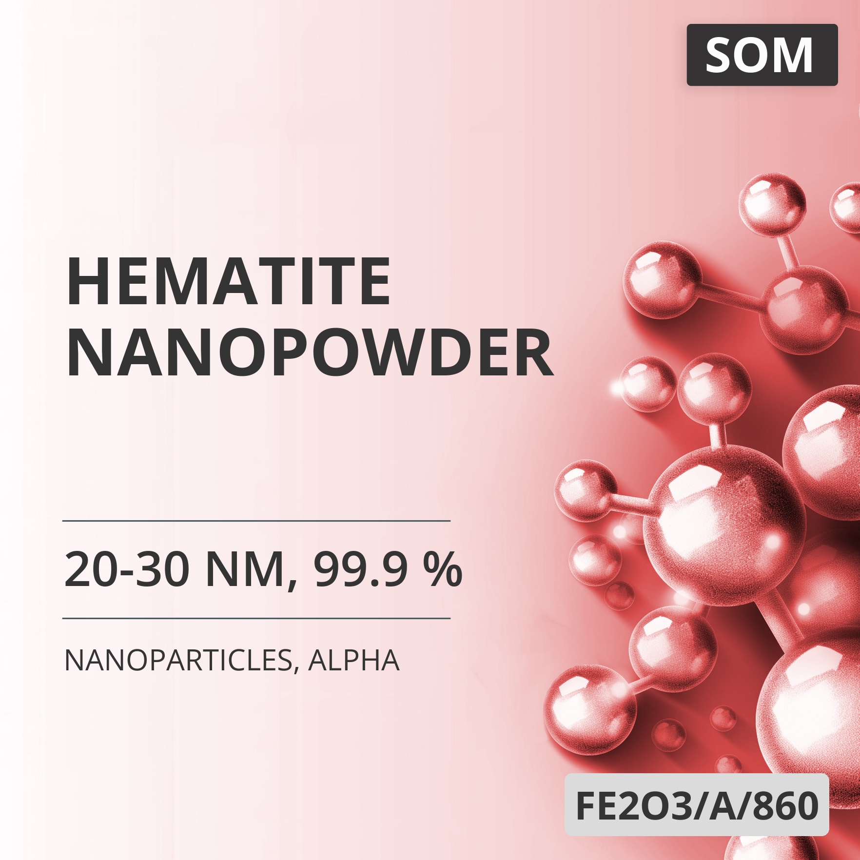 Hematite Nanopowder, 20-30 nm, 99.9 %, Alpha (FE2O3/A/860)