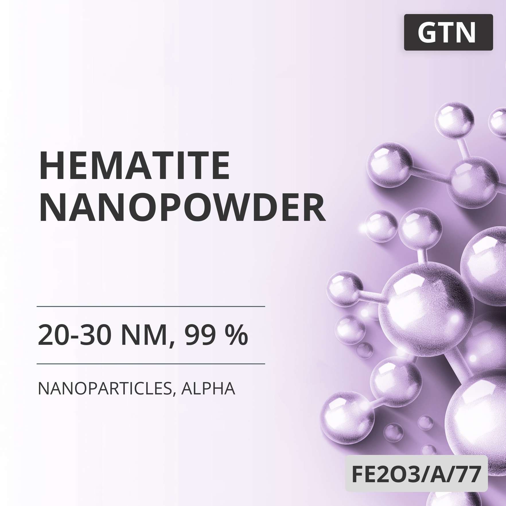 Hematite Nanopowder, 20-30 nm, 99 %, Alpha (FE2O3/A/77)