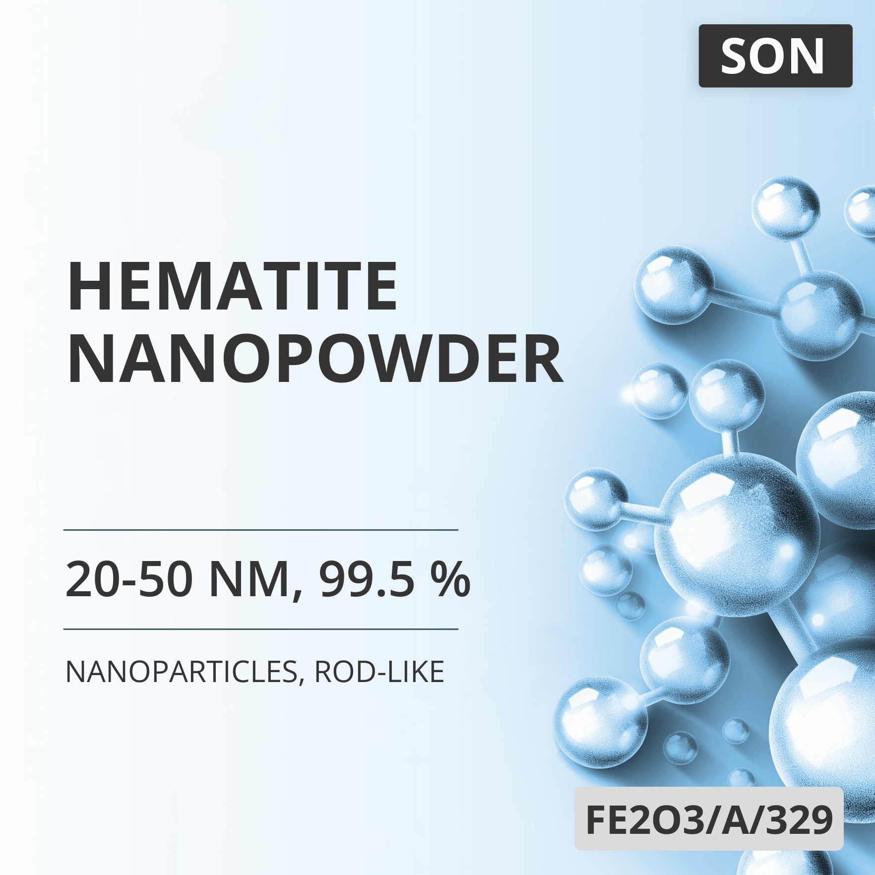 Hematite Nanopowder, 20-50 nm, 99.5 %, Rod-Like (FE2O3/A/329)