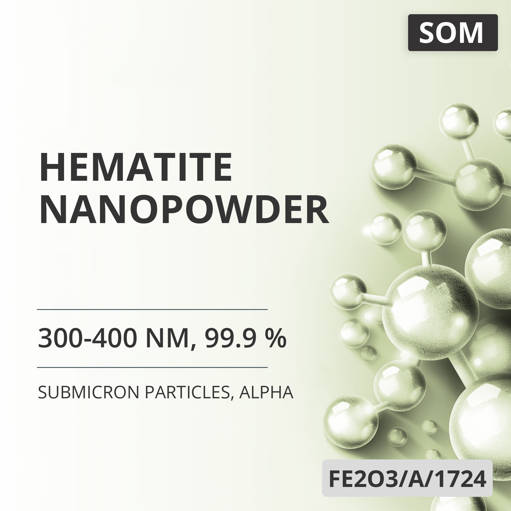 Hematite Nanopowder, 300-400 nm, 99.9 %, Alpha (FE2O3/A/1724)